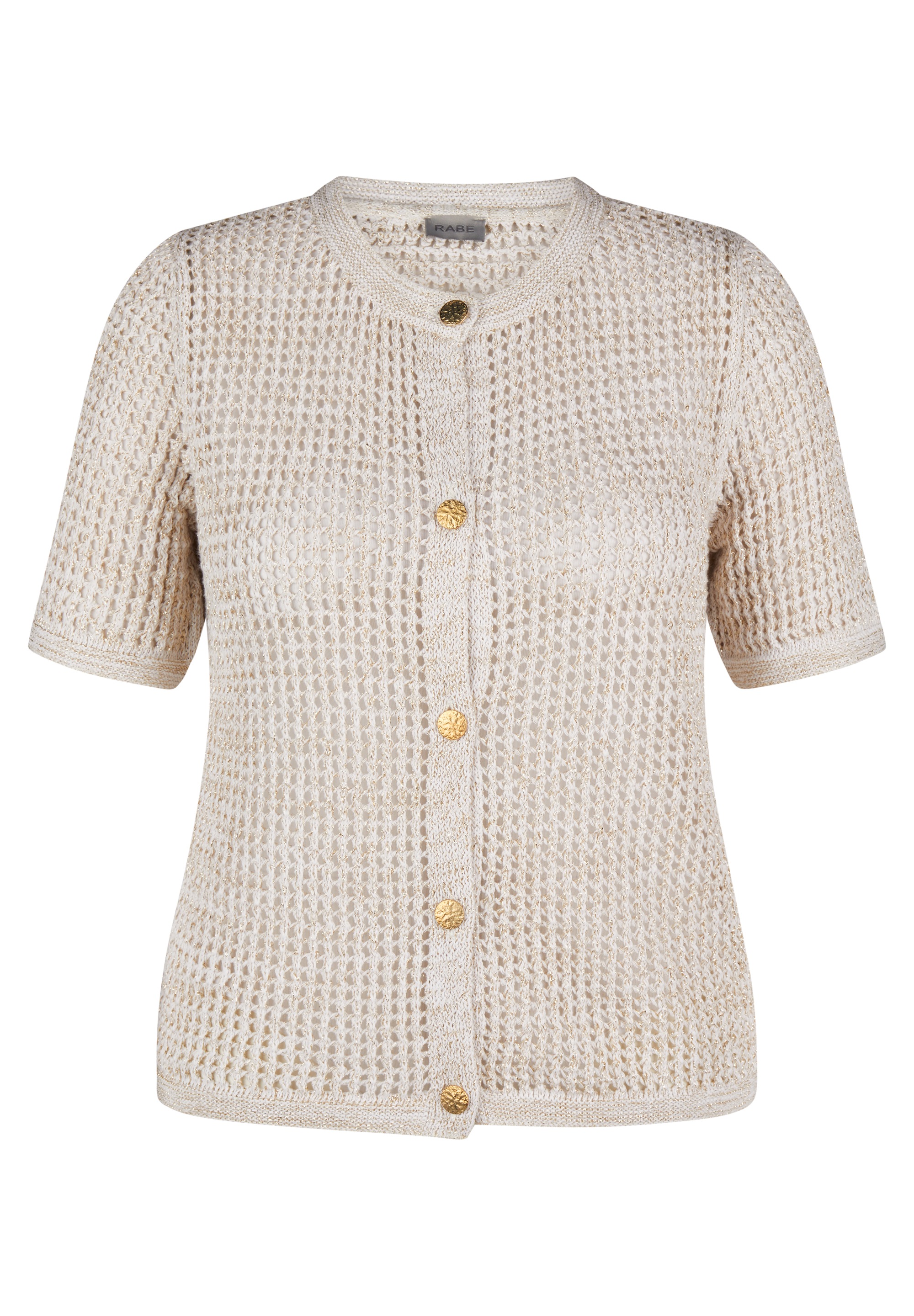 Rabe Strickjacke, kurzarm, mit Loch-Struktur und Knopfverschluss