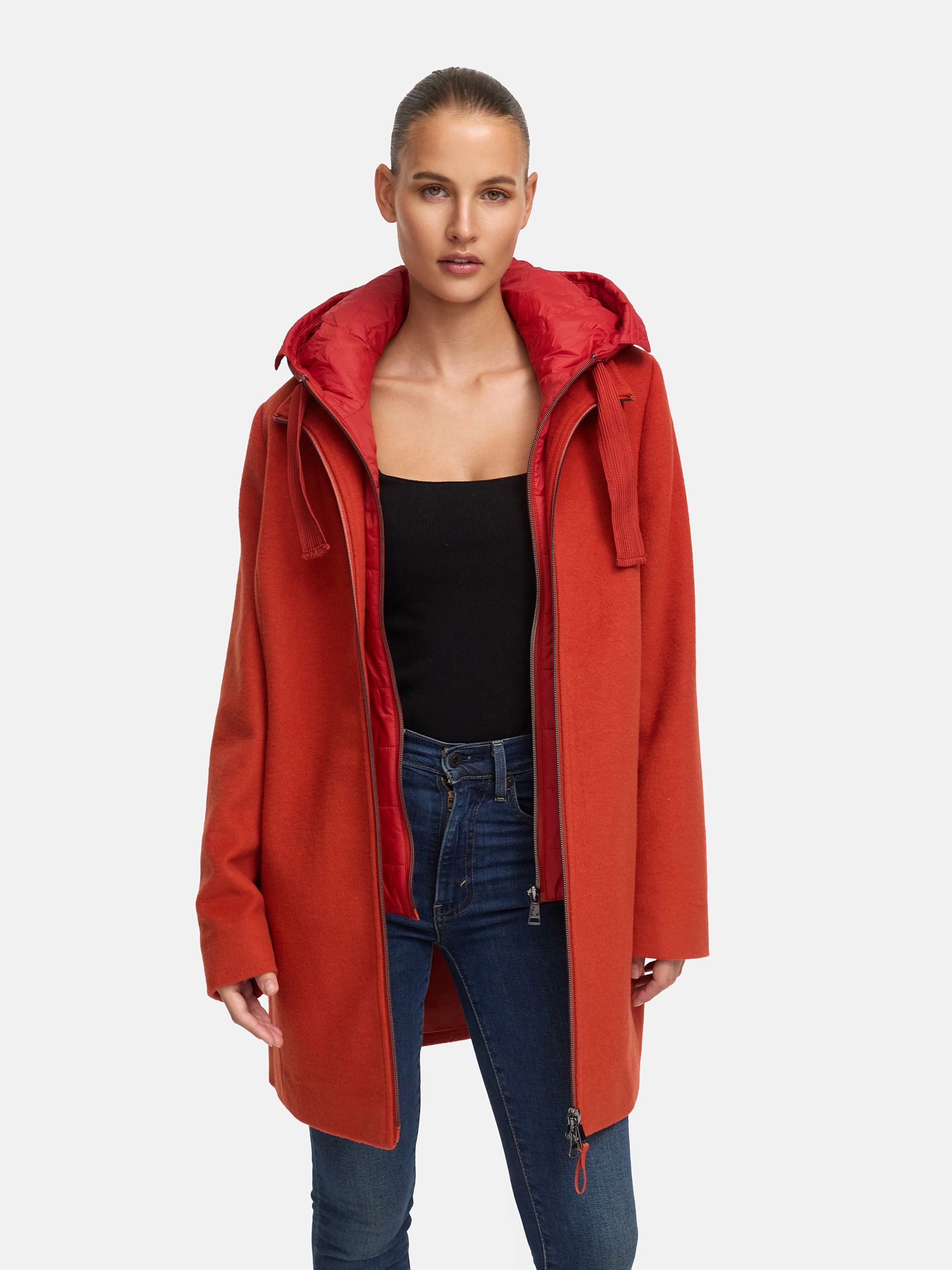 MANISA Wolljacke, mit Kapuze, mit herausnehmbarer Kapuze