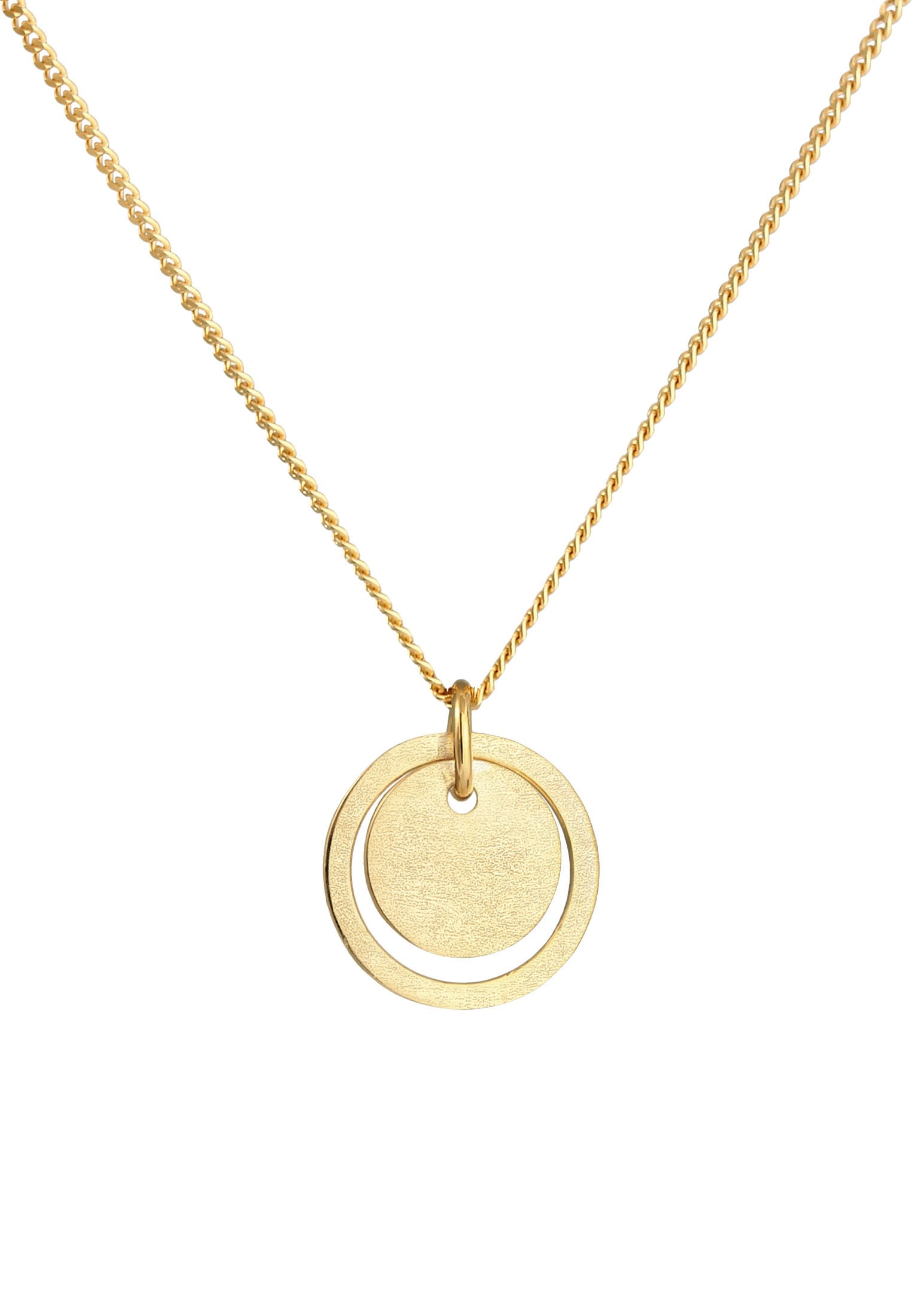 Elli Kette mit Anhänger »Halskette Kreis Rund Geo Trend Matt 925 Silber«