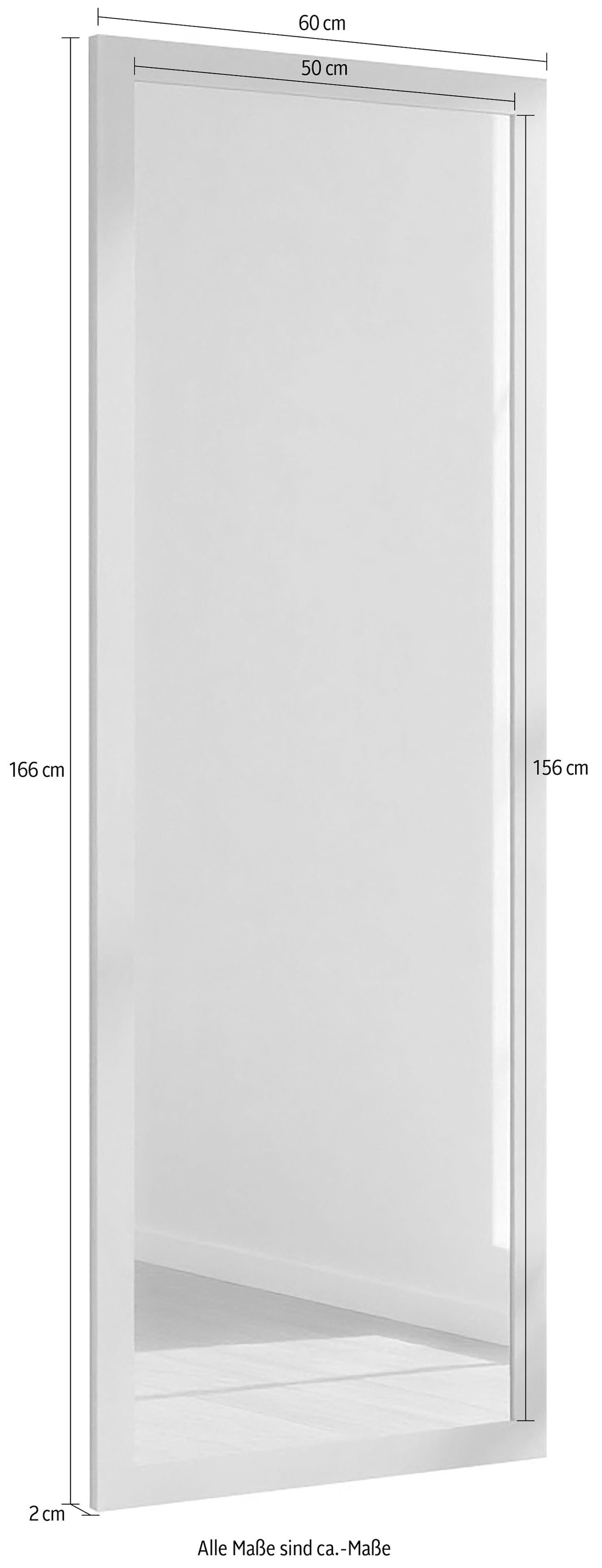 borchardt Möbel Spiegel »Panama Spiegel 166x60 rahmen« Rahmen weiß, hochkant oder quer montierbar