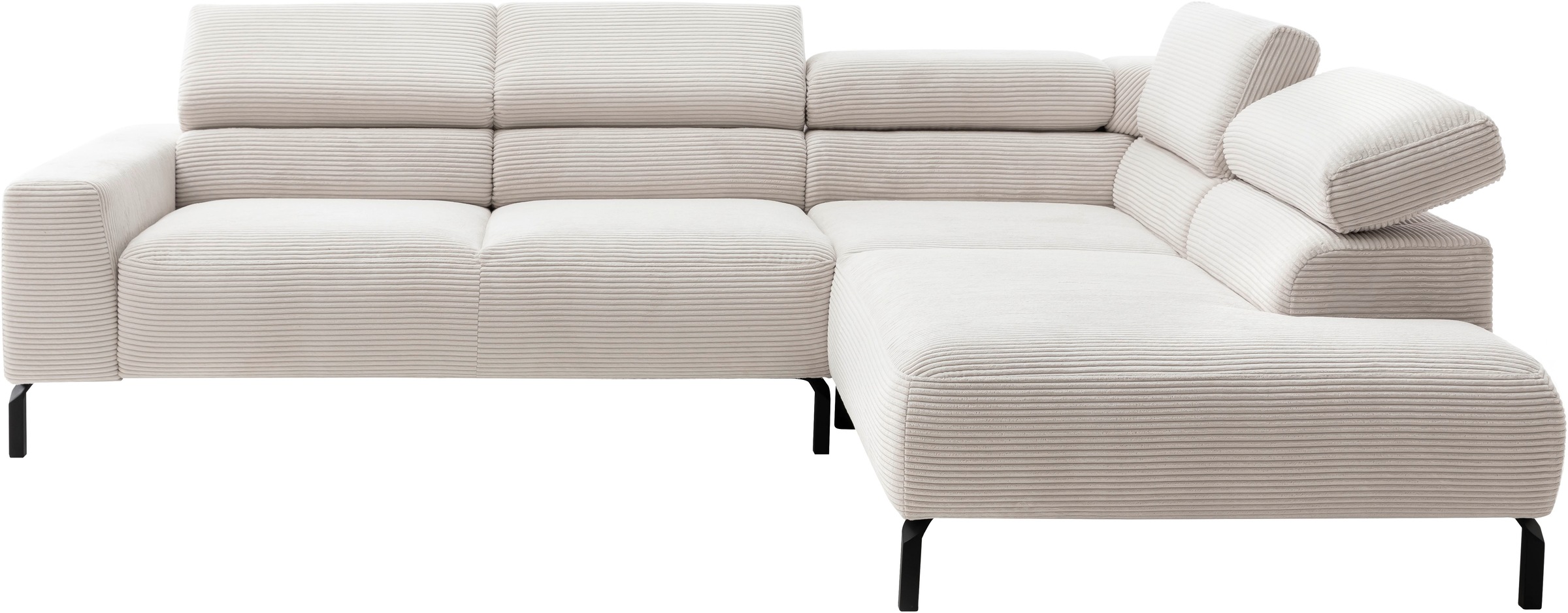 Places of Style Ecksofa »Antonelli, L-Form, inkl. Kopfteilverstellung, Breite 276 cm«, mit elektrischer Sitztiefenverstellung, in Cord, weiß