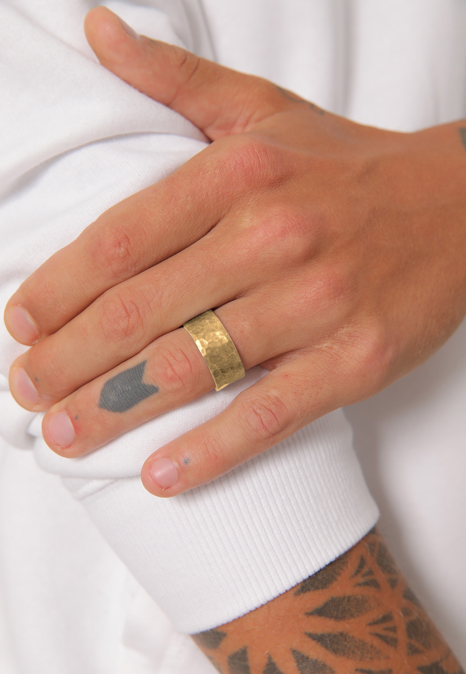 Kuzzoi Silberring »Ring Herren Gehämmert Markant Matt 925 Silber«