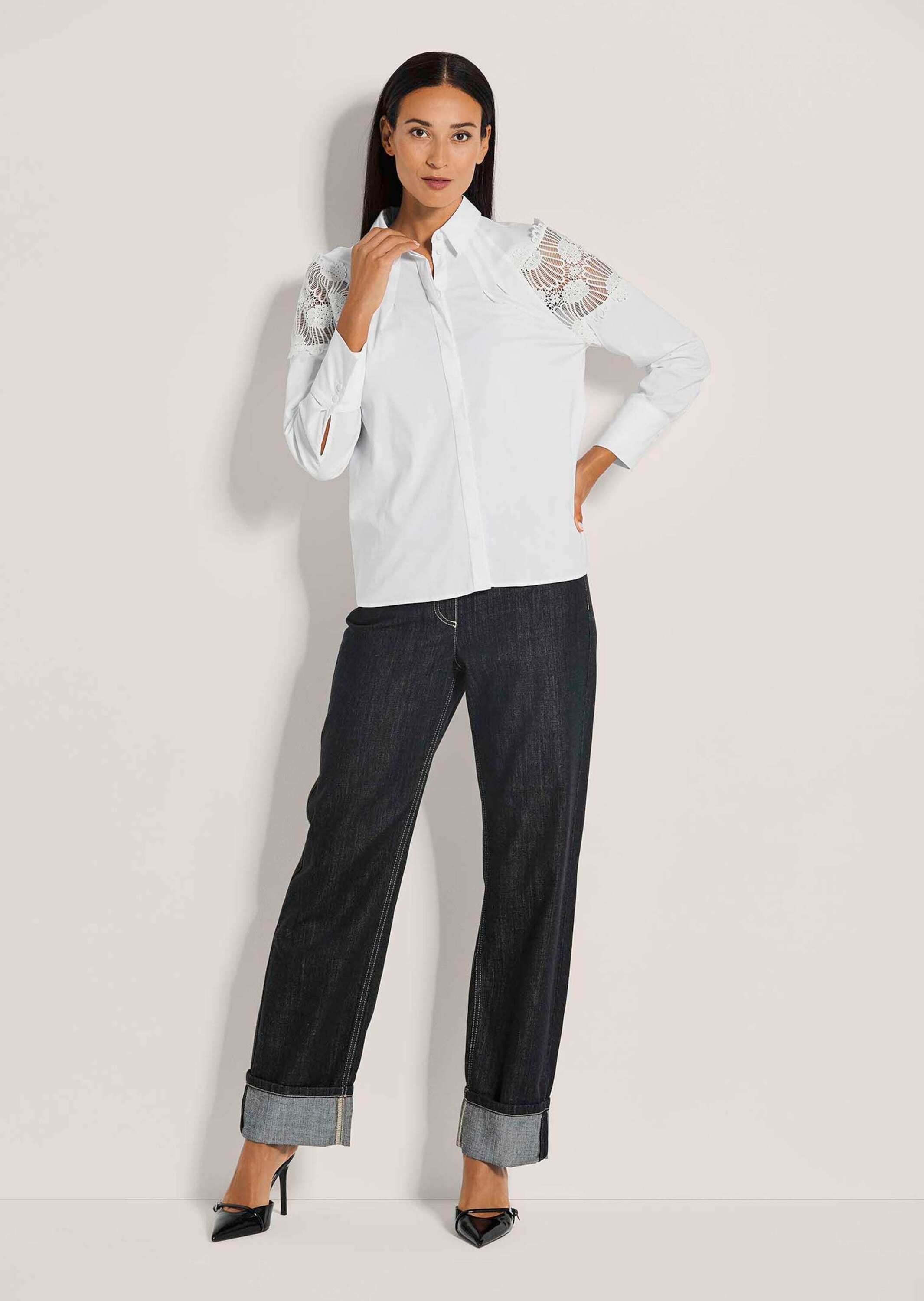 MADELEINE Hemdbluse »Bluse Hemdbluse mit Spitze«