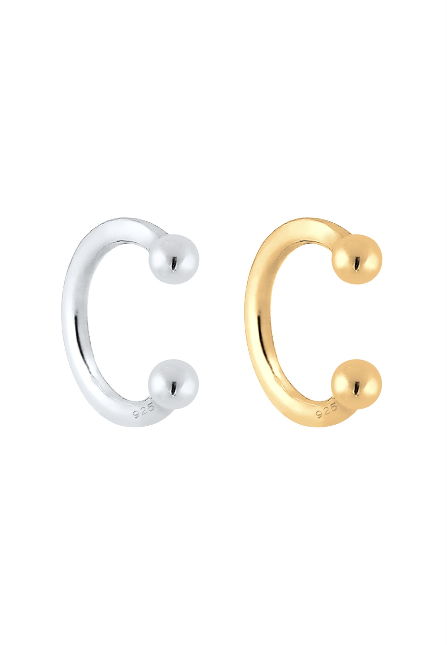Elli Paar Ohrklemmen »Ohrringe Earcuff Set Bicolor 925 Sterling Silber vergoldet«