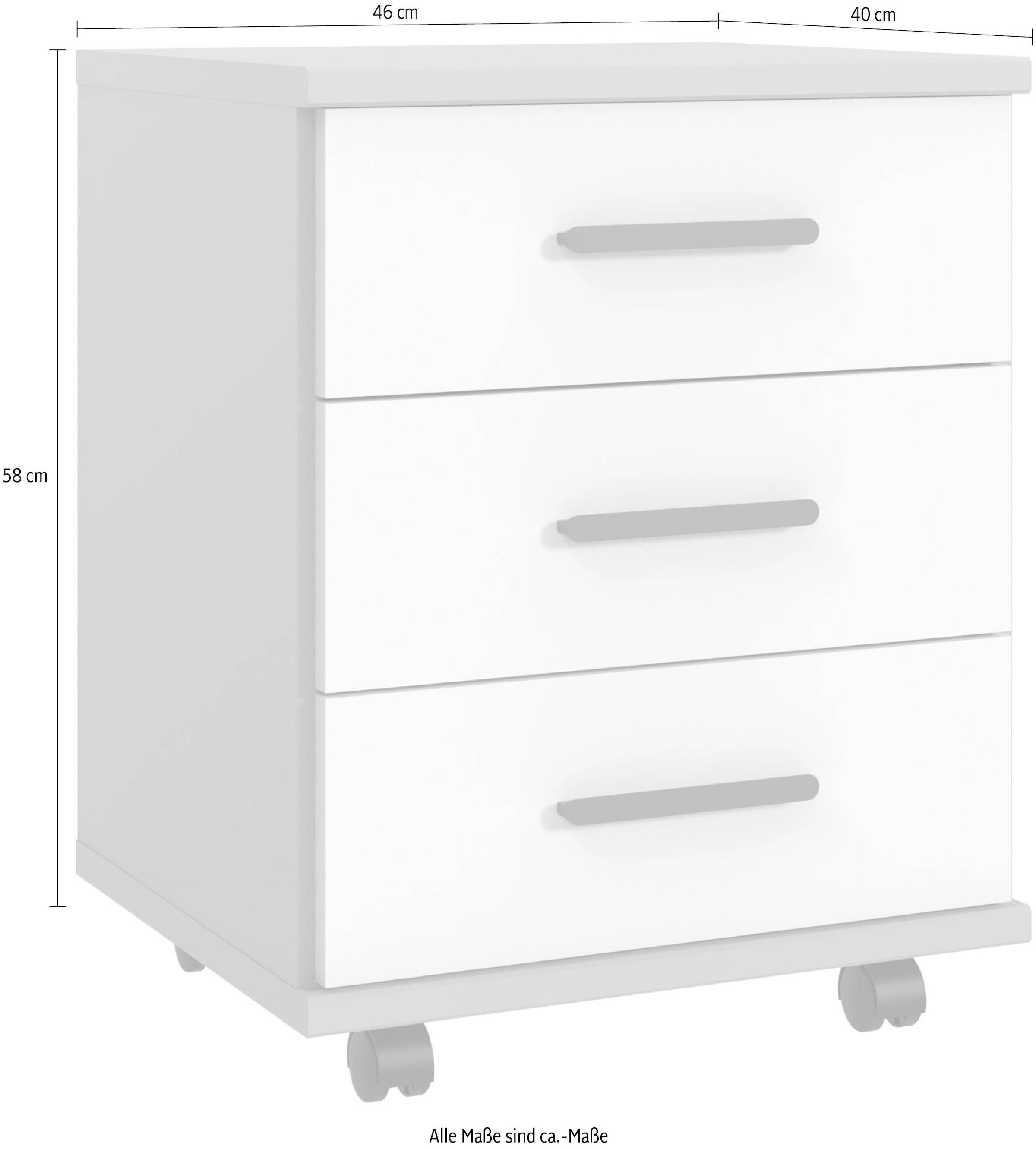 Wimex Rollcontainer »Bahamas, Rollwagen auf Kunststoffrollen, inkl. 3 Schubladen«