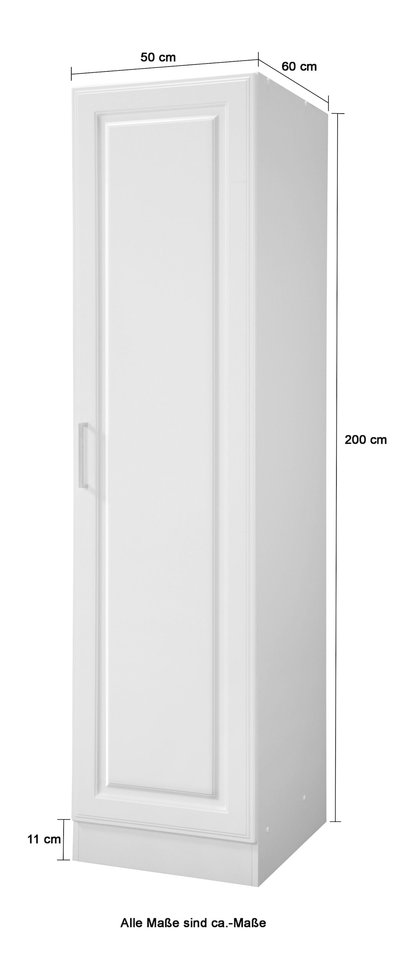 KOCHSTATION Seitenschrank »KS-Stockholm«, hochwertige MDF-Fronten, 50 cm breit, 200 cm hoch, viel Stauraum