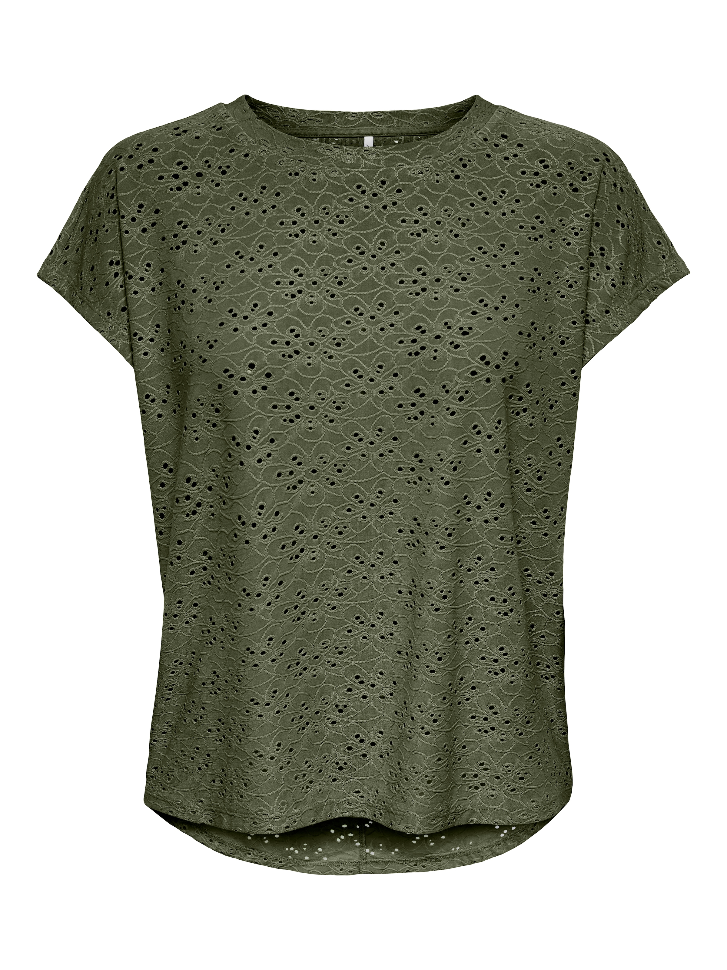 ONLY Kurzarmshirt »ONLSMILLA LIFE S/S TOP JRS NOOS« regular fit, modisch, Single Jersey, Materialmix, Rundhals