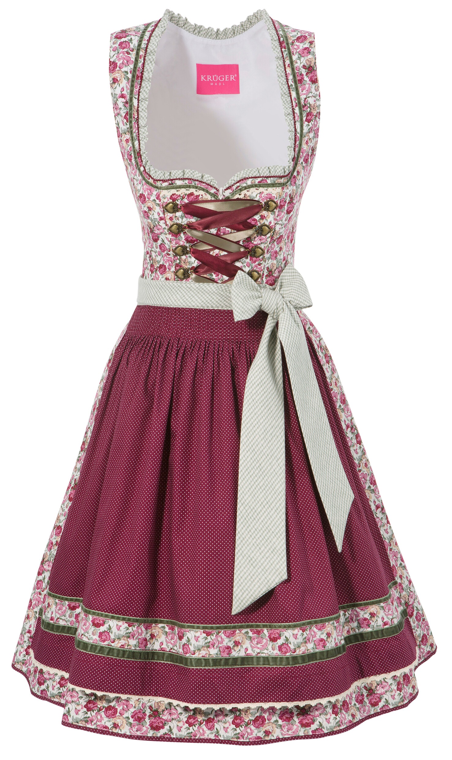 Krüger Madl Dirndl »Savannah«, (2 tlg.), kurz mit schönem Rosendessin