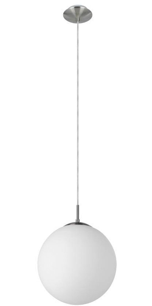 EGLO Hängeleuchte »RONDO Pendellampe, Metall in silber, Glas in Opal matt weiß, E27«, 1 flammig, Leuchtmittel E27 | Leuchtmittel wechselbar-ohne Leuchtmittel, Esszimmerlampe, zeitloses Design, modern, schlicht, 110x30cm