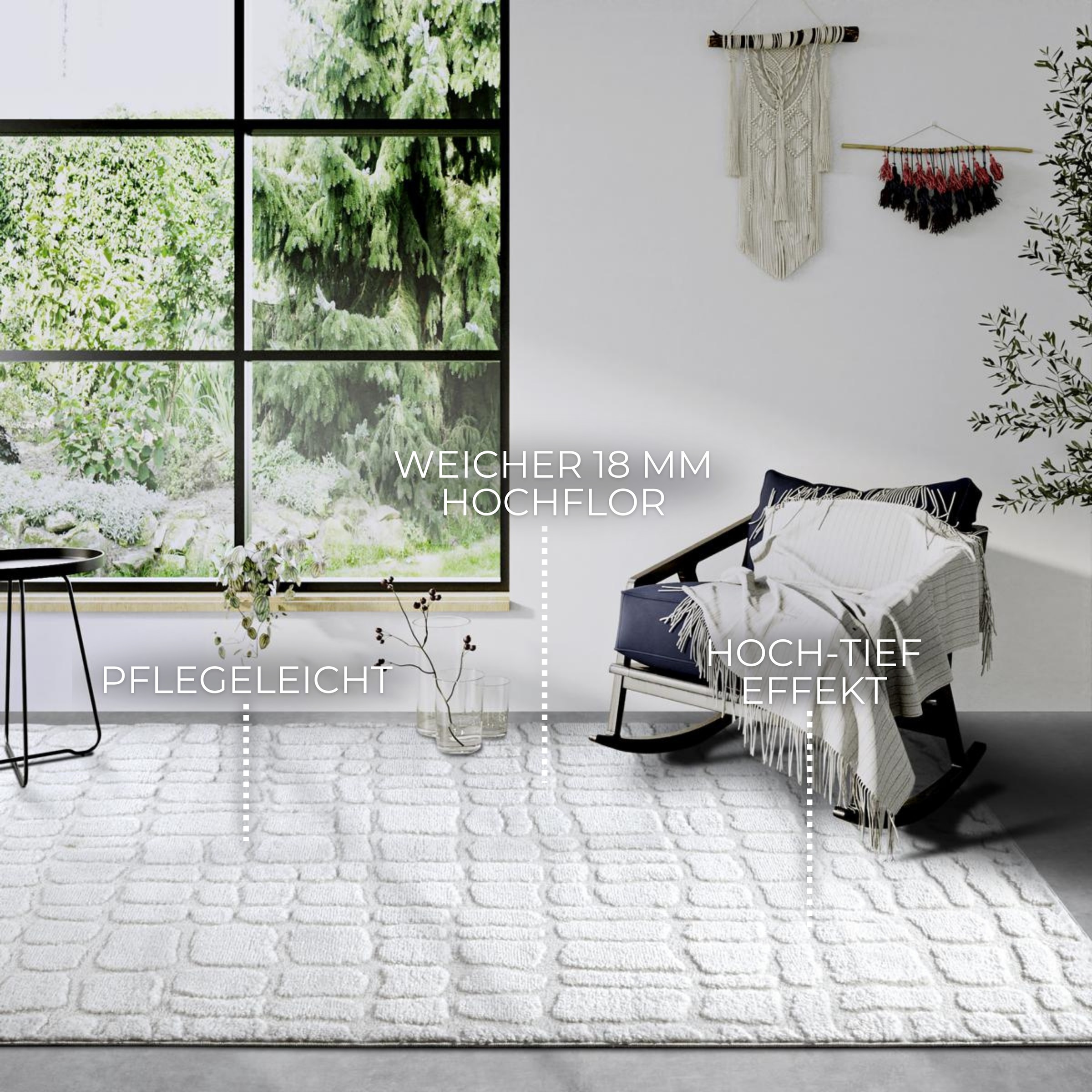 ELLE DECORATION Designteppich »Artistique«, rechteckig, 18 mm Höhe, Hochflor, Shaggy, Läufer, weich, Langflor, modern, Hoch Tief Effekt