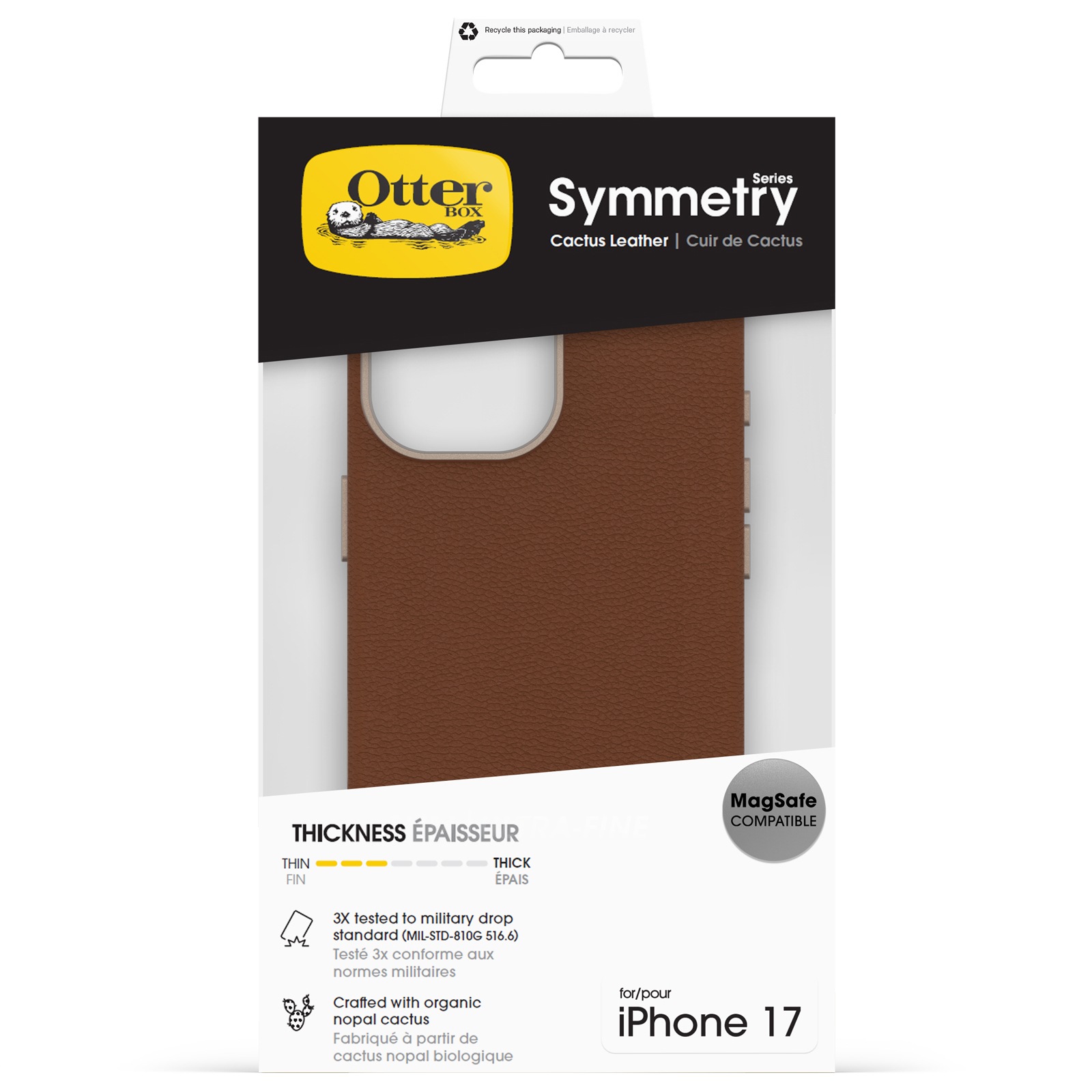 Otterbox Handyhülle »Symmetry Series Cactus Leather mit MagSafe für Apple iPhone 17« Apple iPhone 17 Backcover, Schutzhülle, Handyschutzhülle, Case, Schutzcase, stoßfest