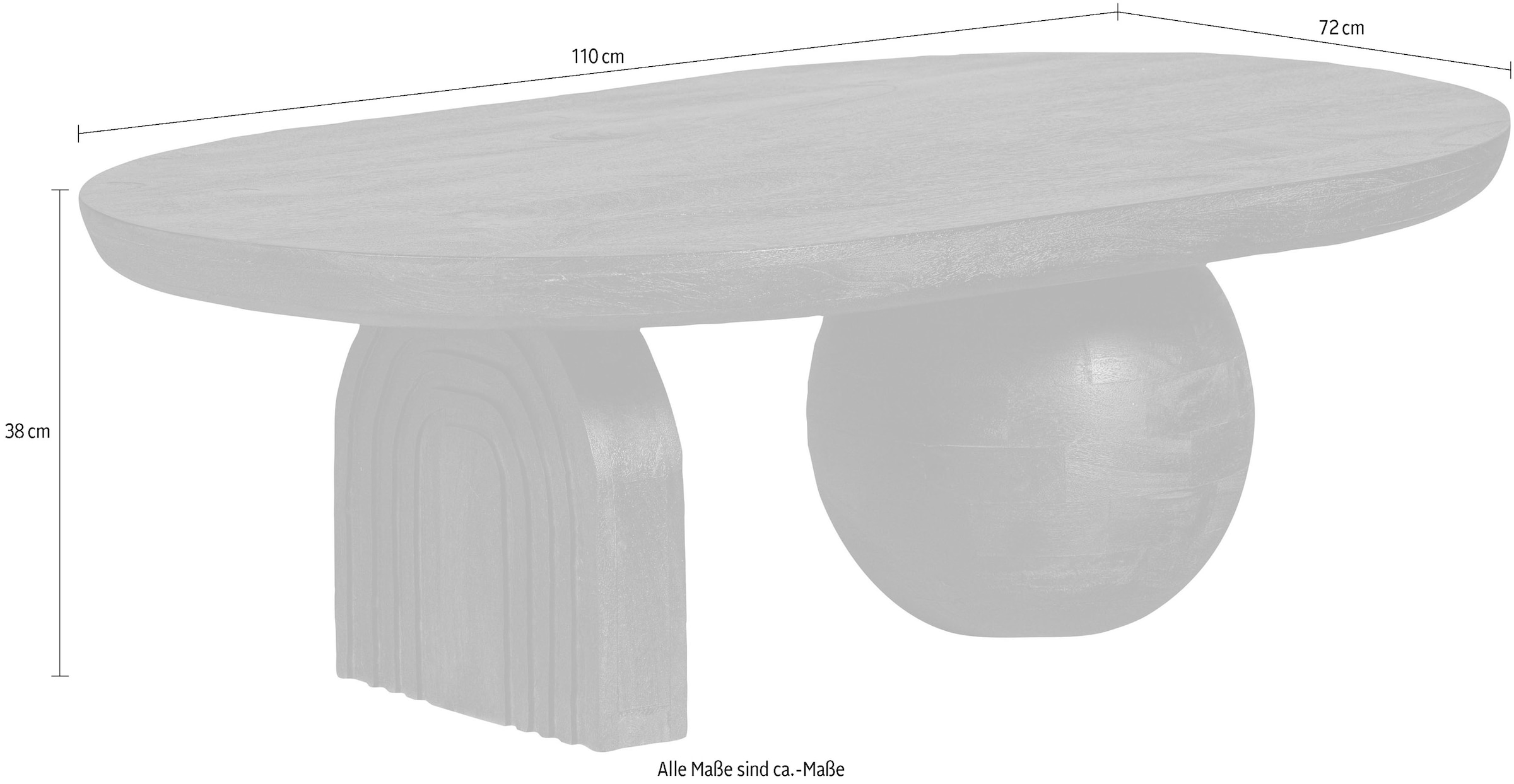 WOOOD Couchtisch, H 38 cm x B 110 cm x T 72 cm