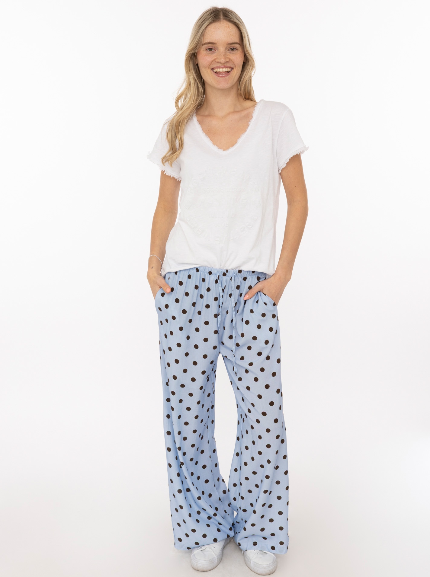 Zwillingsherz Stoffhose »Sommerhose "Punkte"«  allover-Punktemuster, elastischer Bund mit Bindeband