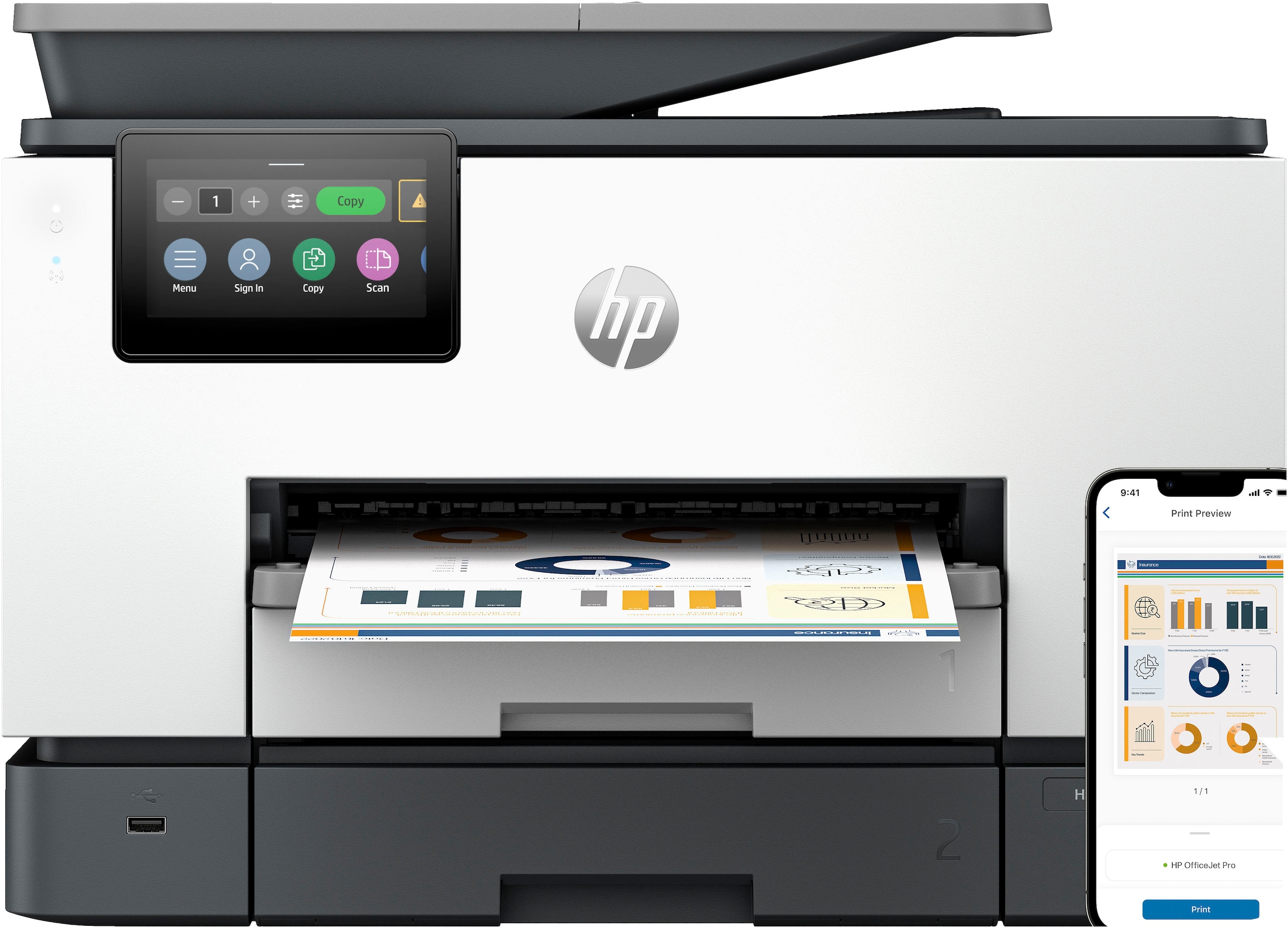 Multifunktionsdrucker »OfficeJet Pro 9130b«, HP Instant Ink kompatibel