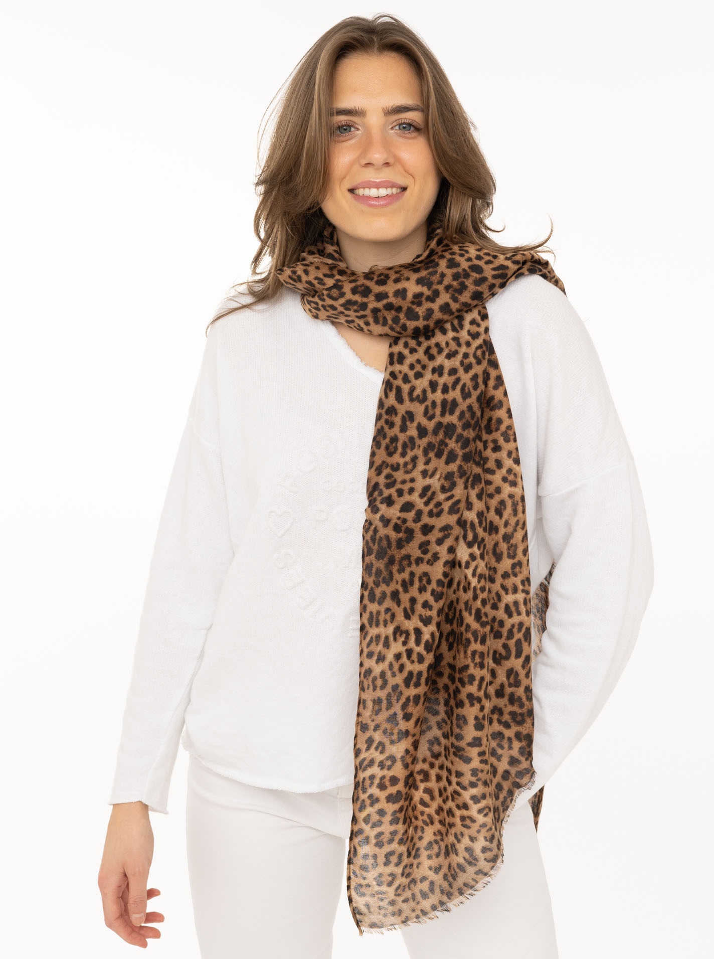 Zwillingsherz Schal »"Print Leo"« Leomuster, Fransen an den Enden