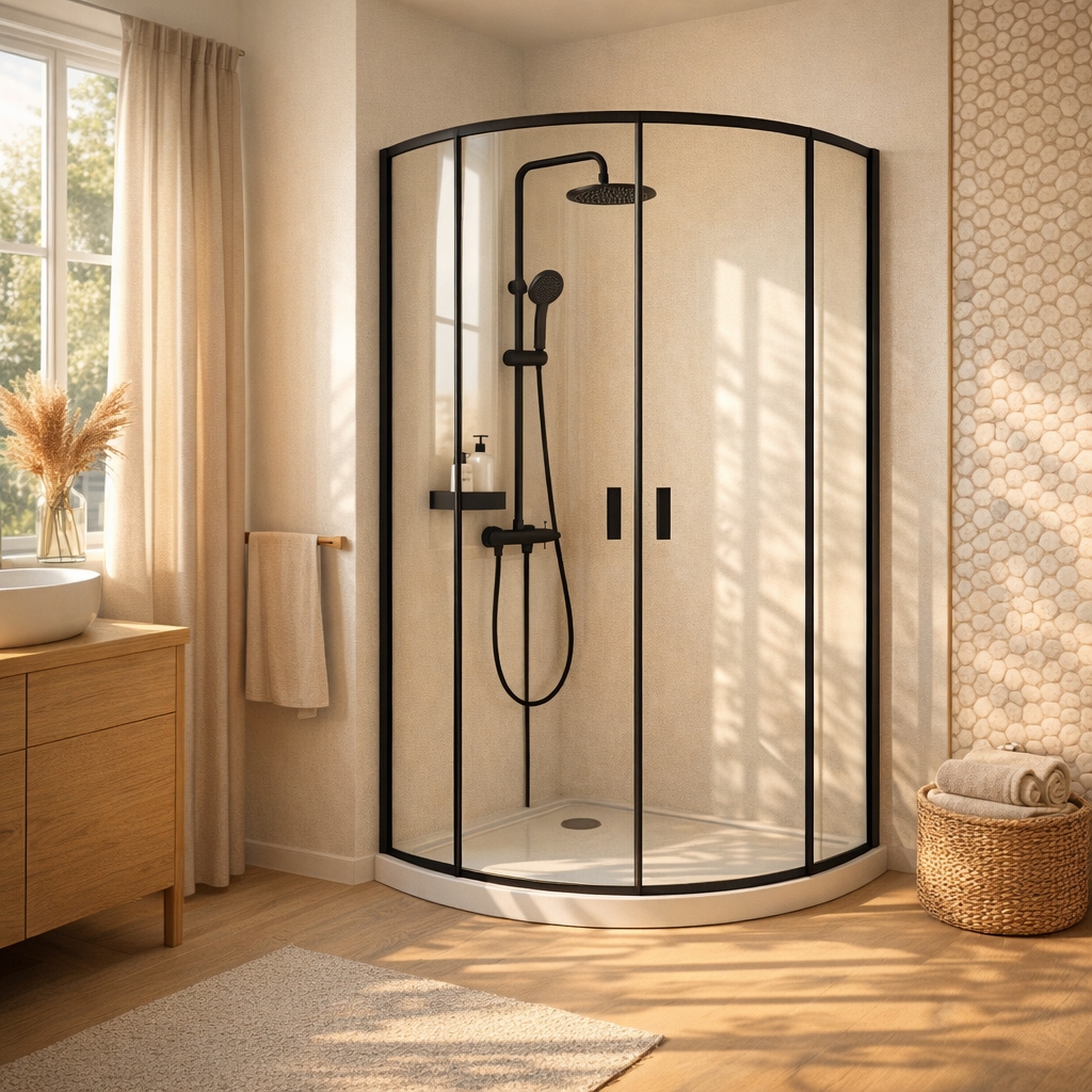 welltime Runddusche »Summer« Hohe 190 cm, 6mm ESG, Easy Clean, verbessertes Rollensystem