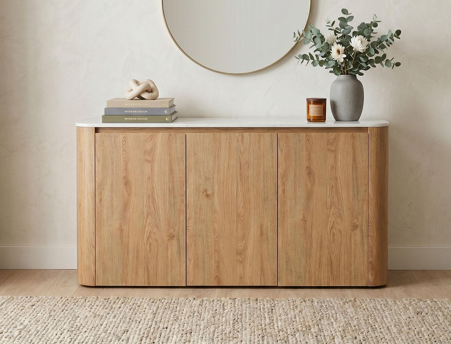 Jahnke Sideboard »TRESOR SB 150« Sideboard, Marmor Look, grifflose Optik, 3 Türen, Breite:150 cm