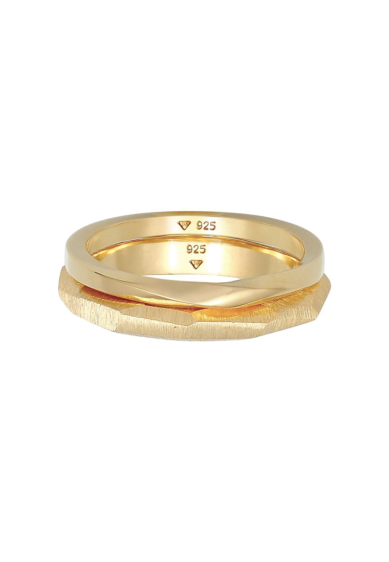 Elli Premium Ring-Set »Ring Bandring Basic Gedreht Struktur (2 tlg) 925 Silber«