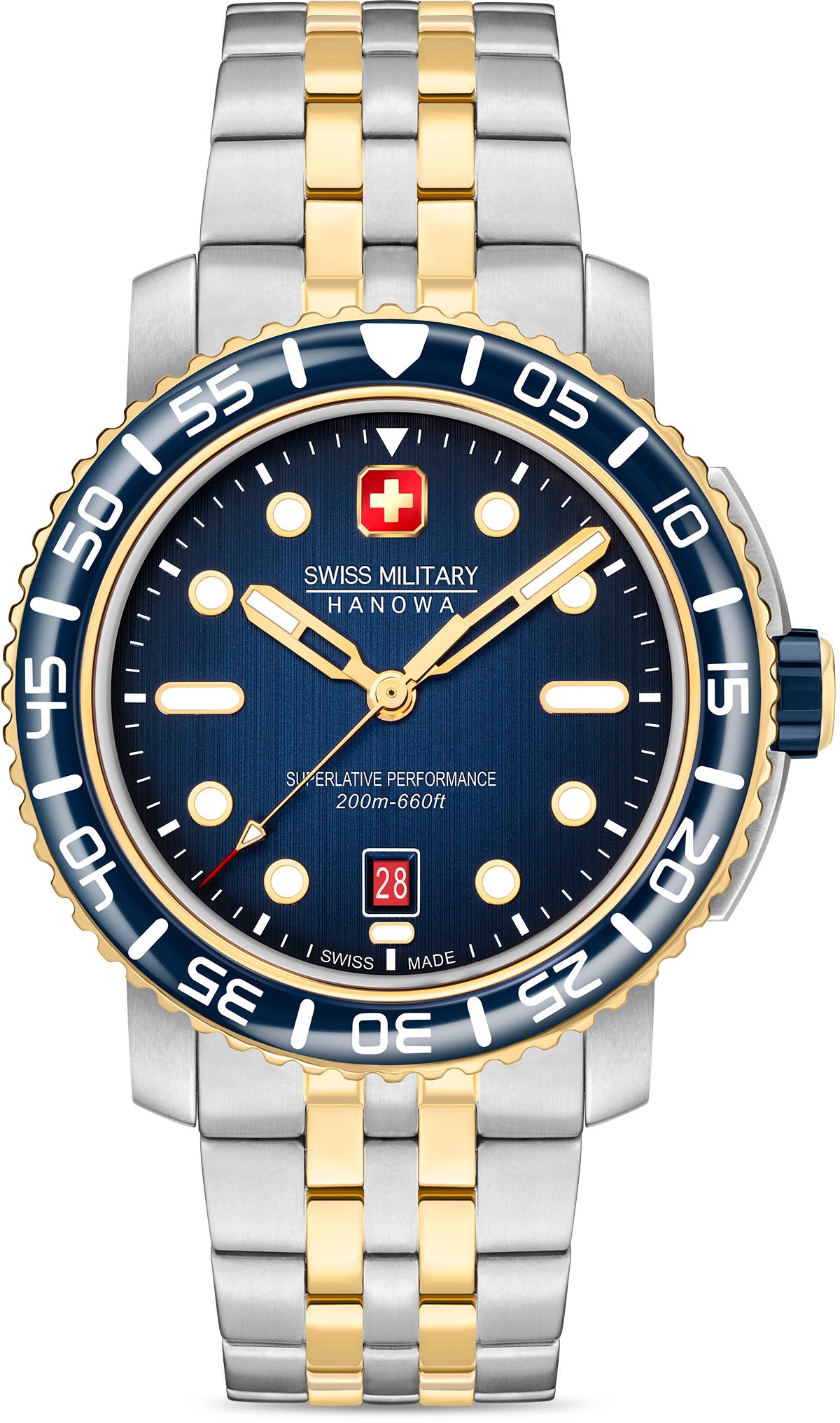 Swiss Military Hanowa Quarzuhr »BLACK MARLIN, SMWGH0001760«, Armbanduhr, Herrenuhr, Schweizer Uhr, Datum, Saphirglas, Swiss Made