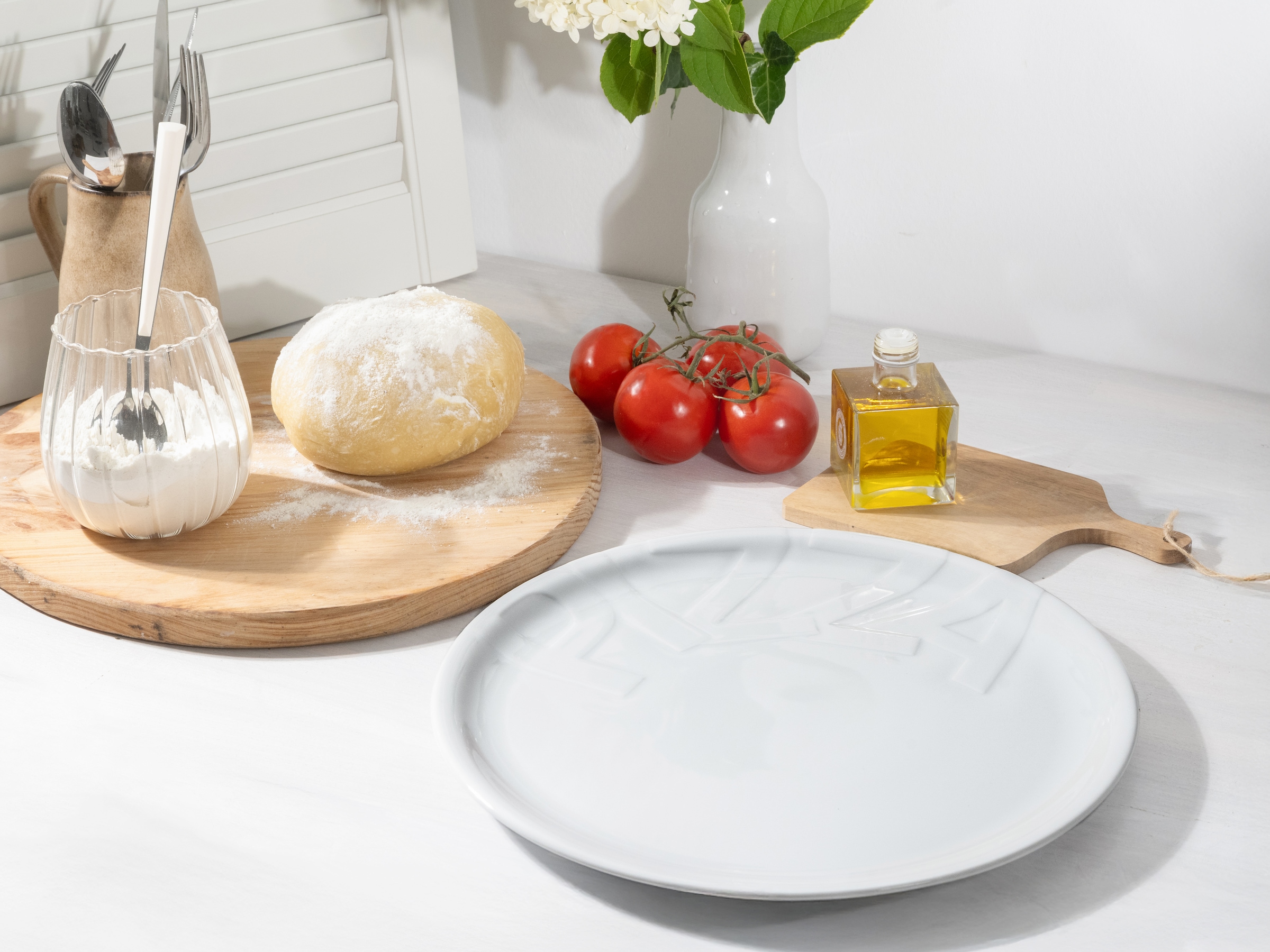 CreaTable Pizzateller »Essteller«, (Set, 4 St.), Teller Set für 4 Personen, weiß, Porzellan