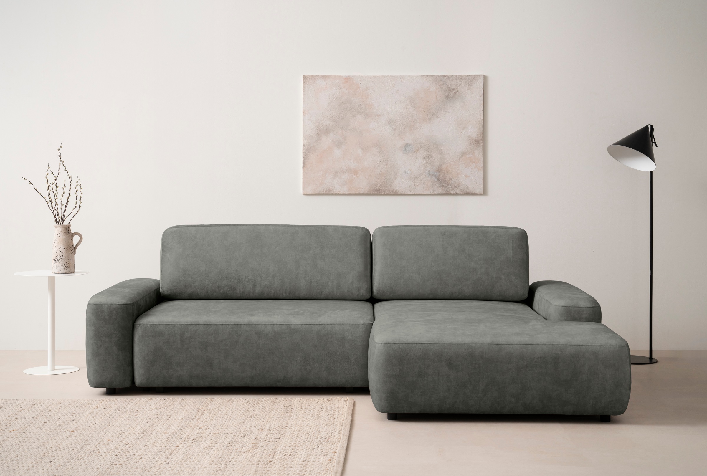 INOSIGN Ecksofa »TORGE (264cm), Schlafsofa in Cord, Samtvelours o Struktur fein, L-Form«, Schlaffunktion, Bettkasten, Liegefläche: 125/210 cm