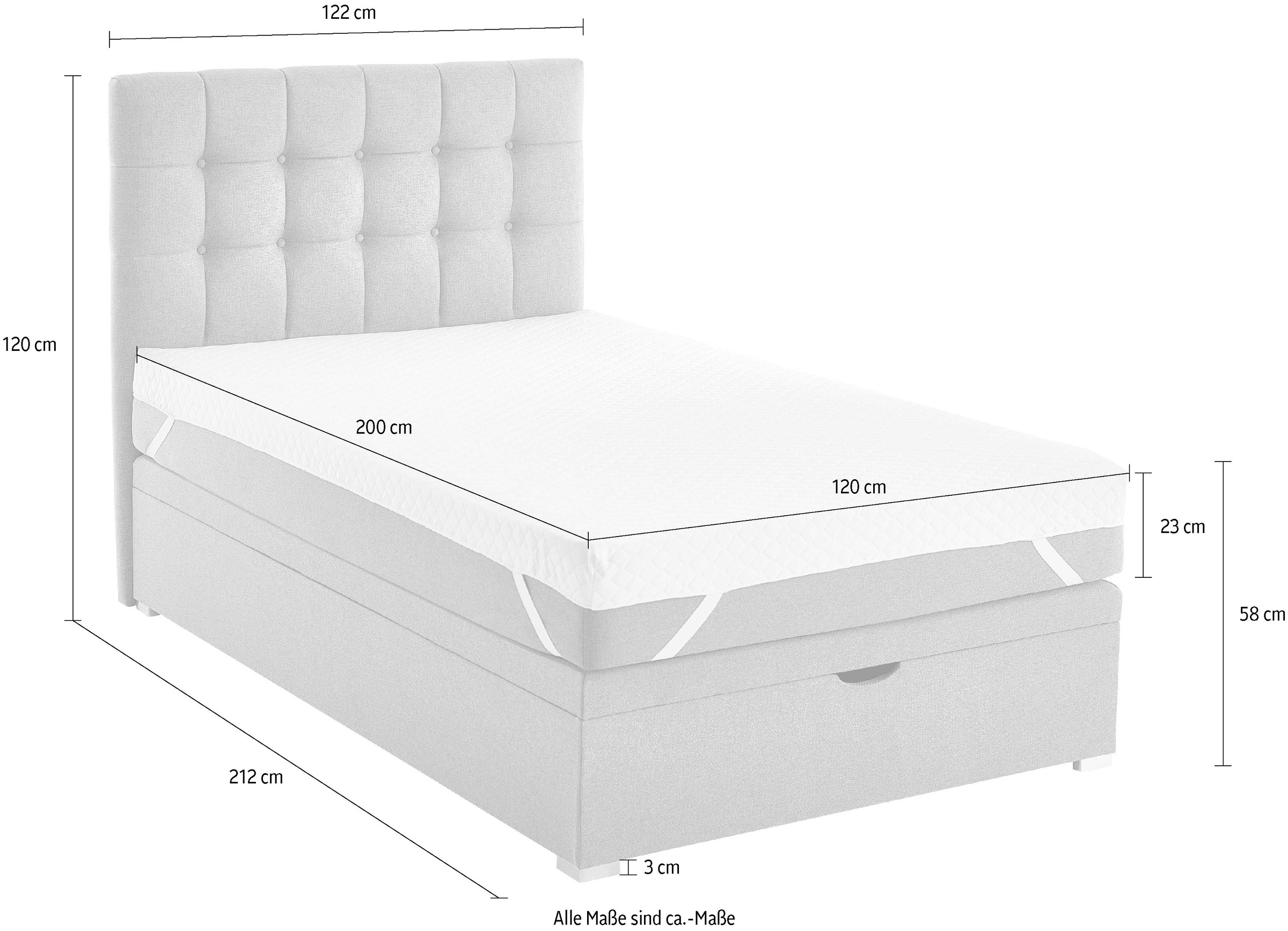 ATLANTIC home collection Boxbett »Riona, erweiterbar zu Doppel- und Familienbett«, wahlweise mit 120x200cm Taschen-Federkernmatratze oder ohne Matratze