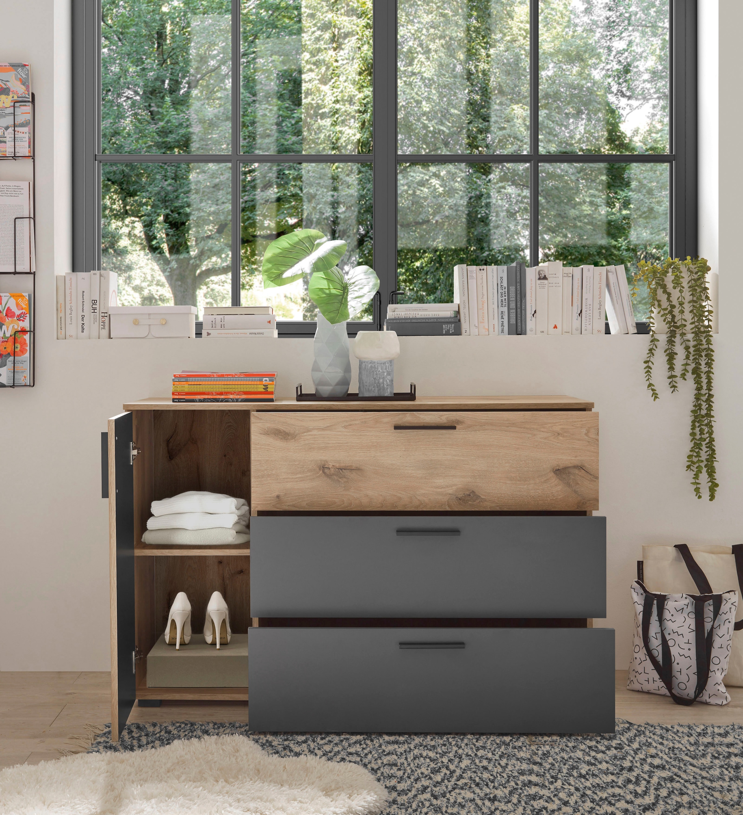 Schlafkontor Kombikommode »Daria mit 3 Schubkästen und Rillenoptik«