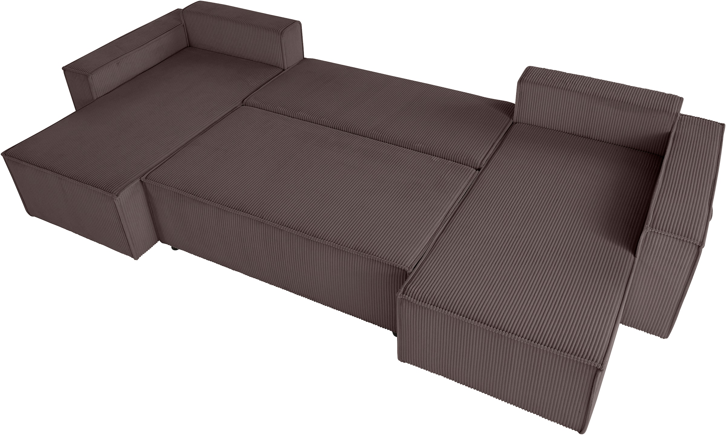OTTO home Wohnlandschaft »Cassi, 311 cm, U-Form, Schlafsofa, Dauerschläfer, Boxspringfederung«, Schlaffunktion (133/270cm), Bettkasten, Seitentaschen, Cord-Bezug