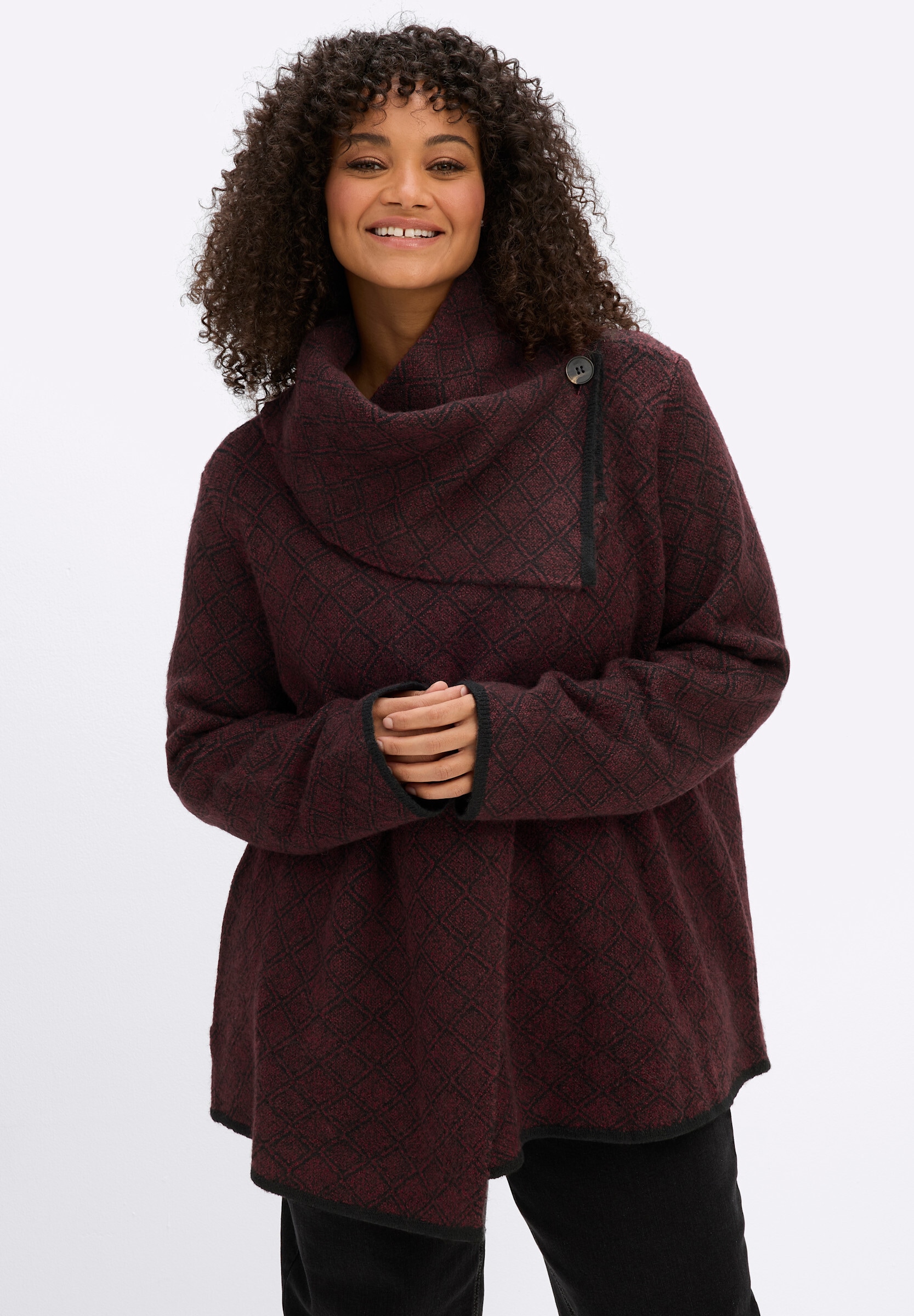 sheego by Joe Browns Cardigan »Jacquard-Strickjacke Jacquardstrickjacke mit asymmetrischem Fall«