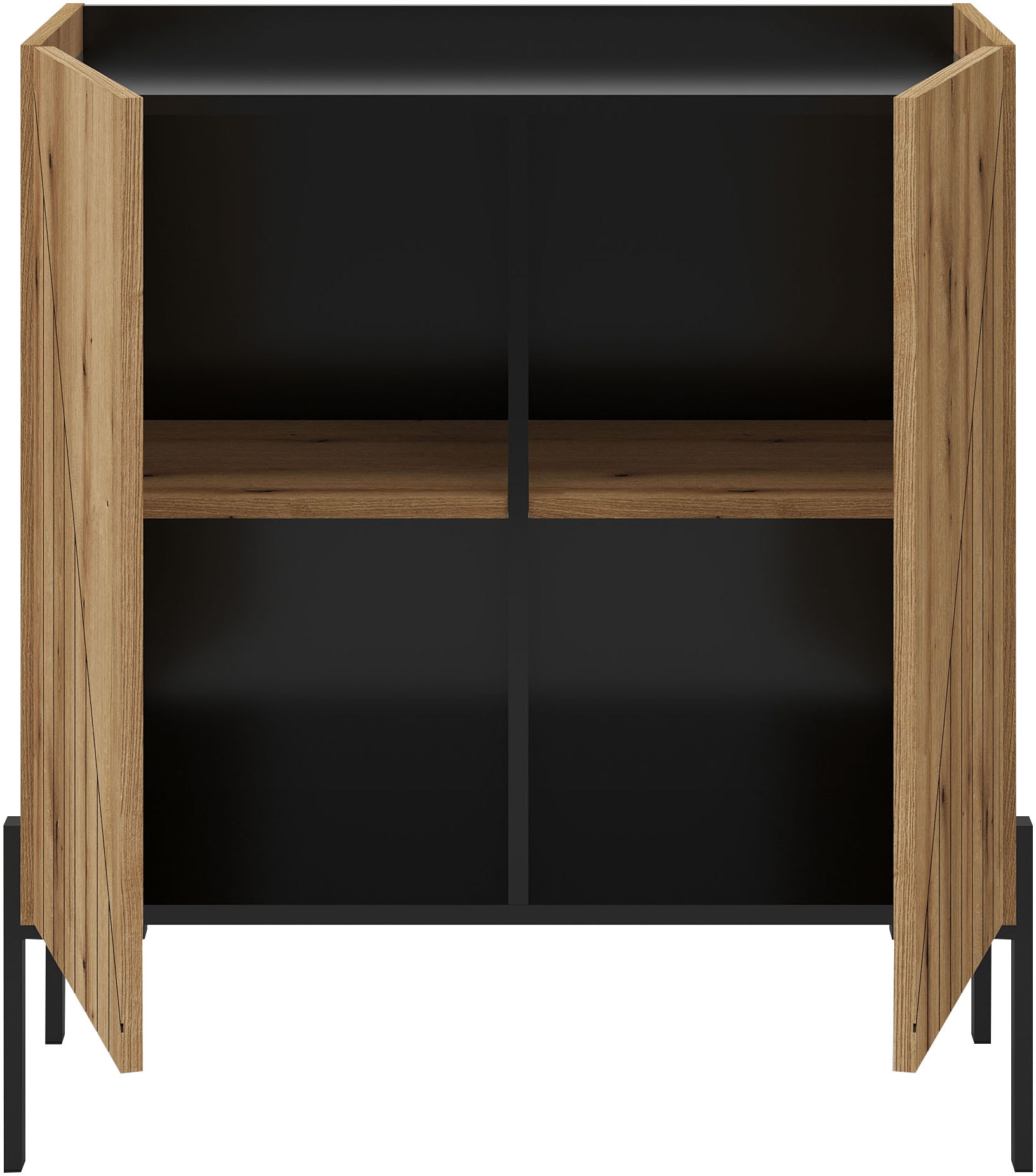 INOSIGN Kommode »SNETT, Höhe: 91cm, mit Metall-Stabfüßen, 2 Türen, 2 Einlegeböden« Anrichte, Sideboard, Schrank, Board, Highboard