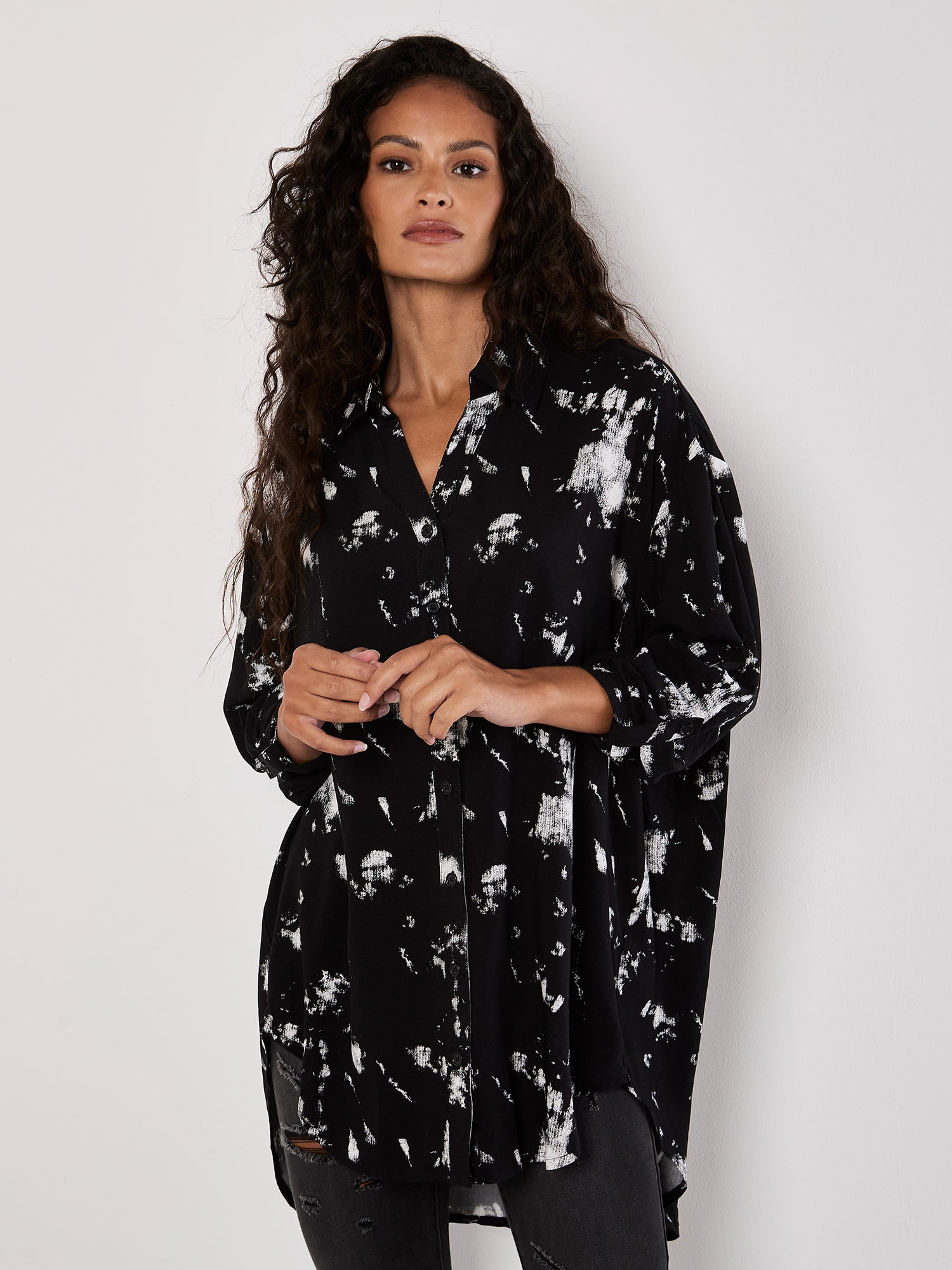 Apricot Longbluse »Longshirt« mit Wolkendruck