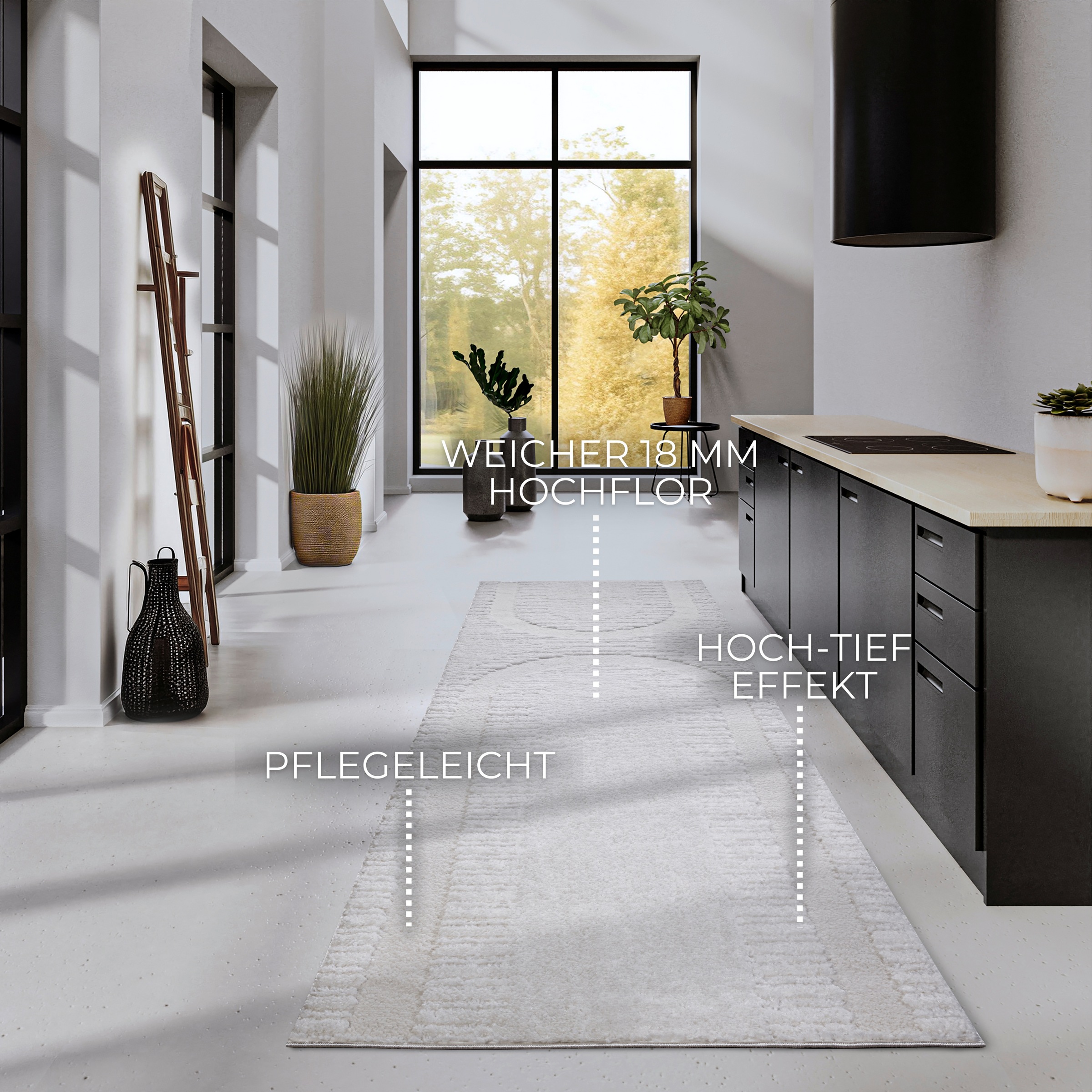 ELLE DECORATION Designteppich »Bartoux«, rechteckig, 18 mm Höhe, Hochflor, Shaggy, Läufer, weich, Langflor, modern, Hoch Tief Effekt