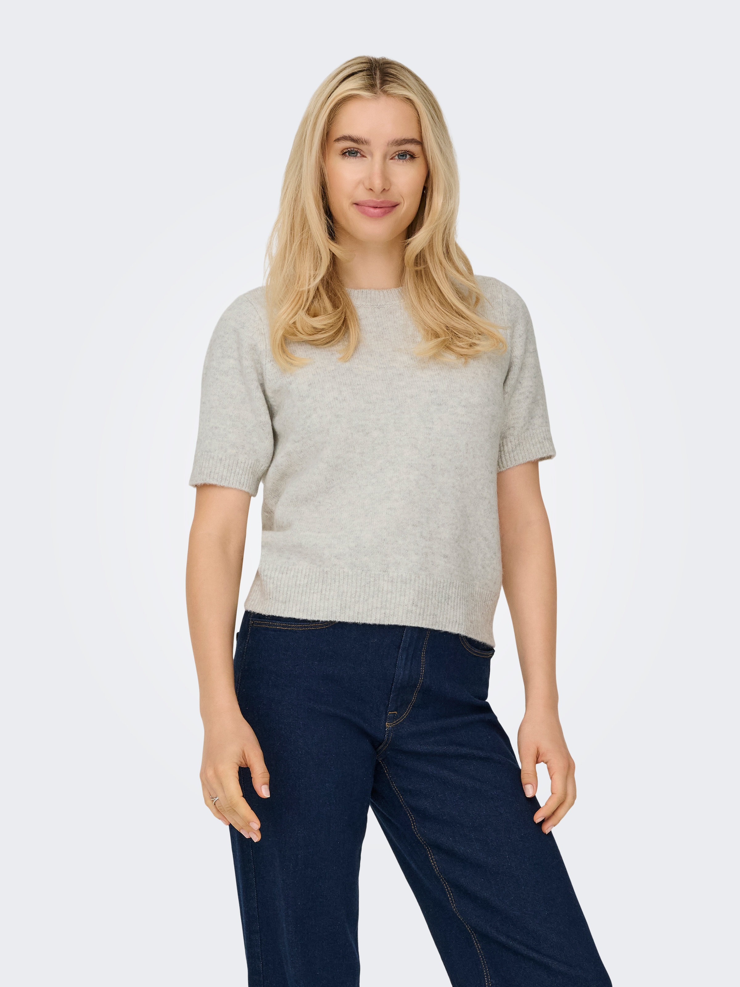 ONLY Kurzarmpullover »ONLABBY LIFE SS BLING TOP O-NECK KNT«