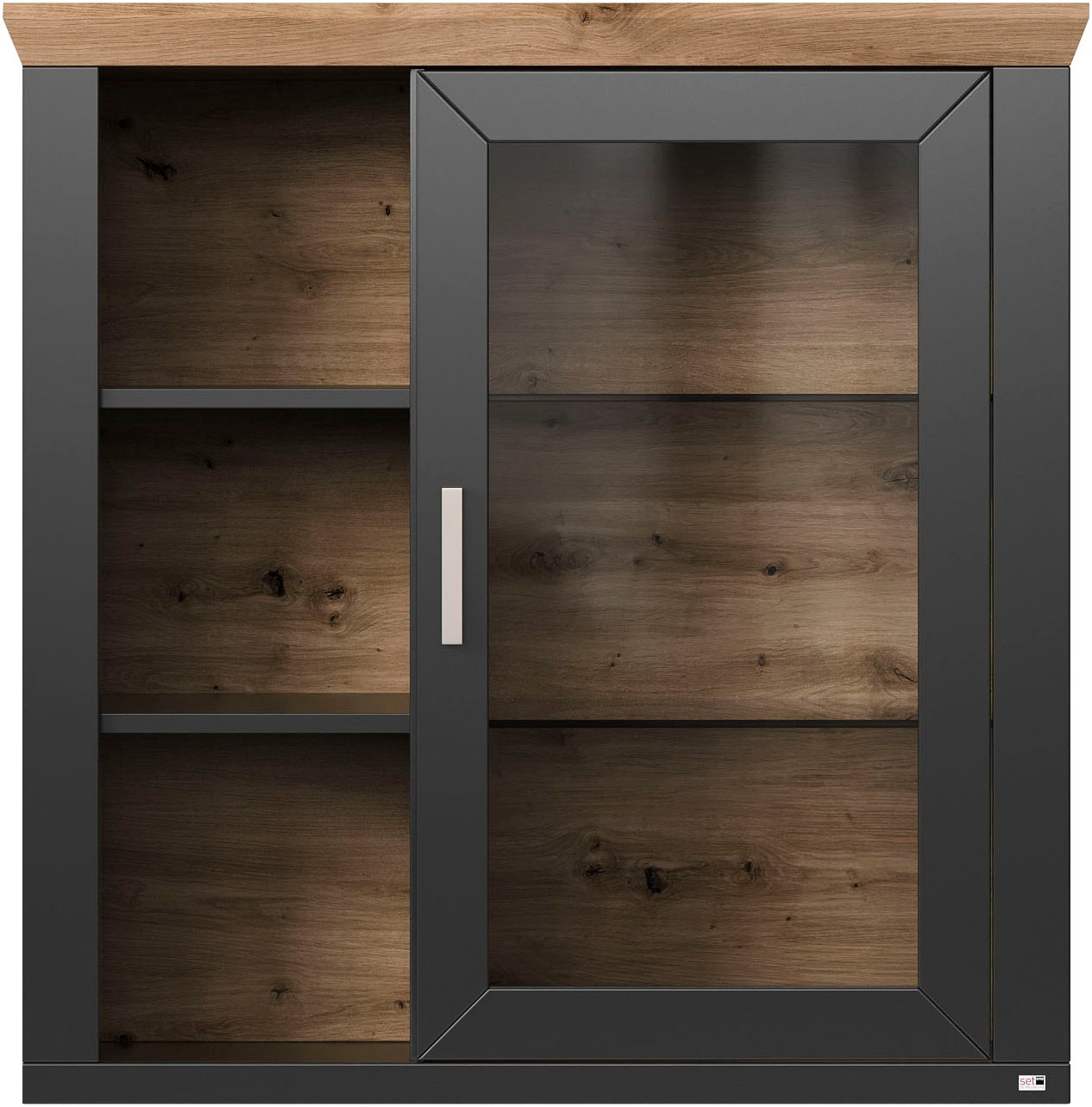 set one by Musterring Hängeschrank »York« Typ 21, mit Glastür, offene Fächer, Beleuchtung optional, B 105 cm