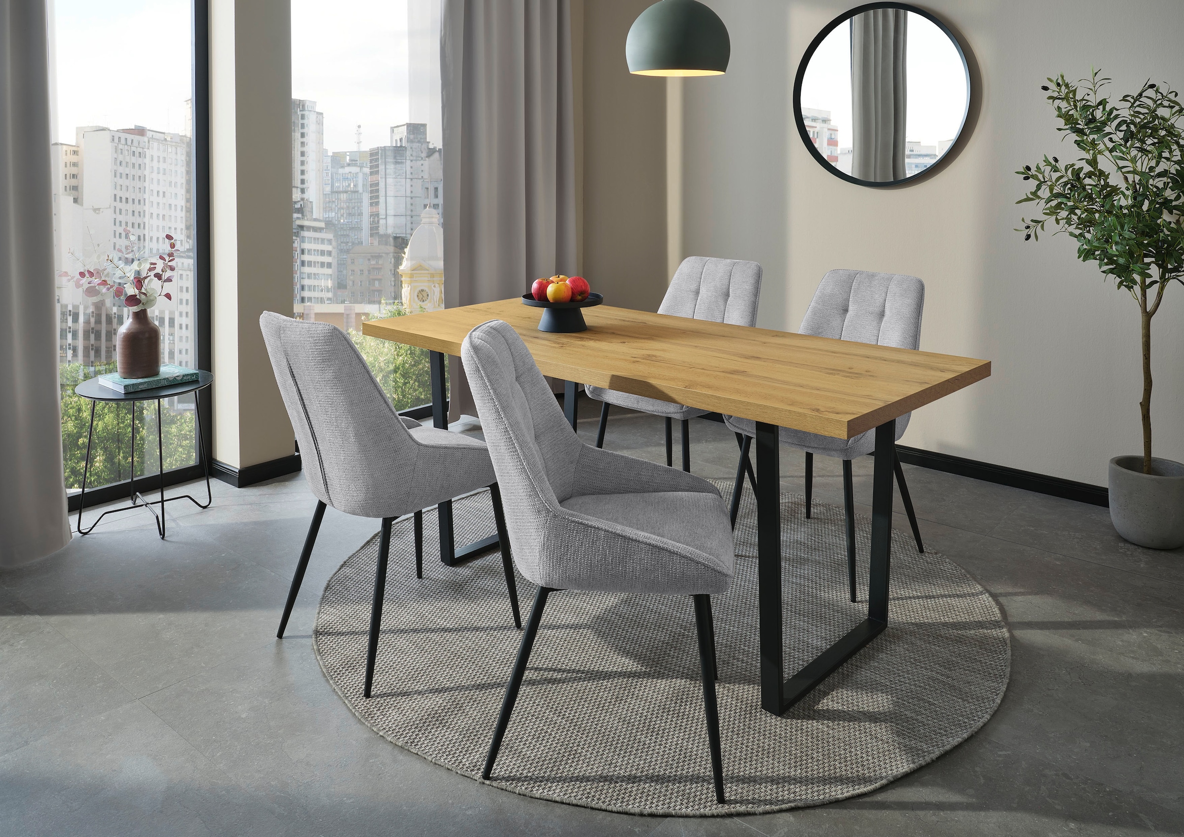 Jockenhöfer Gruppe Esszimmerstuhl »ROGER« (Set) 4 Stk.4-Fuss Stuhl, Webstoff, Schalenoptik