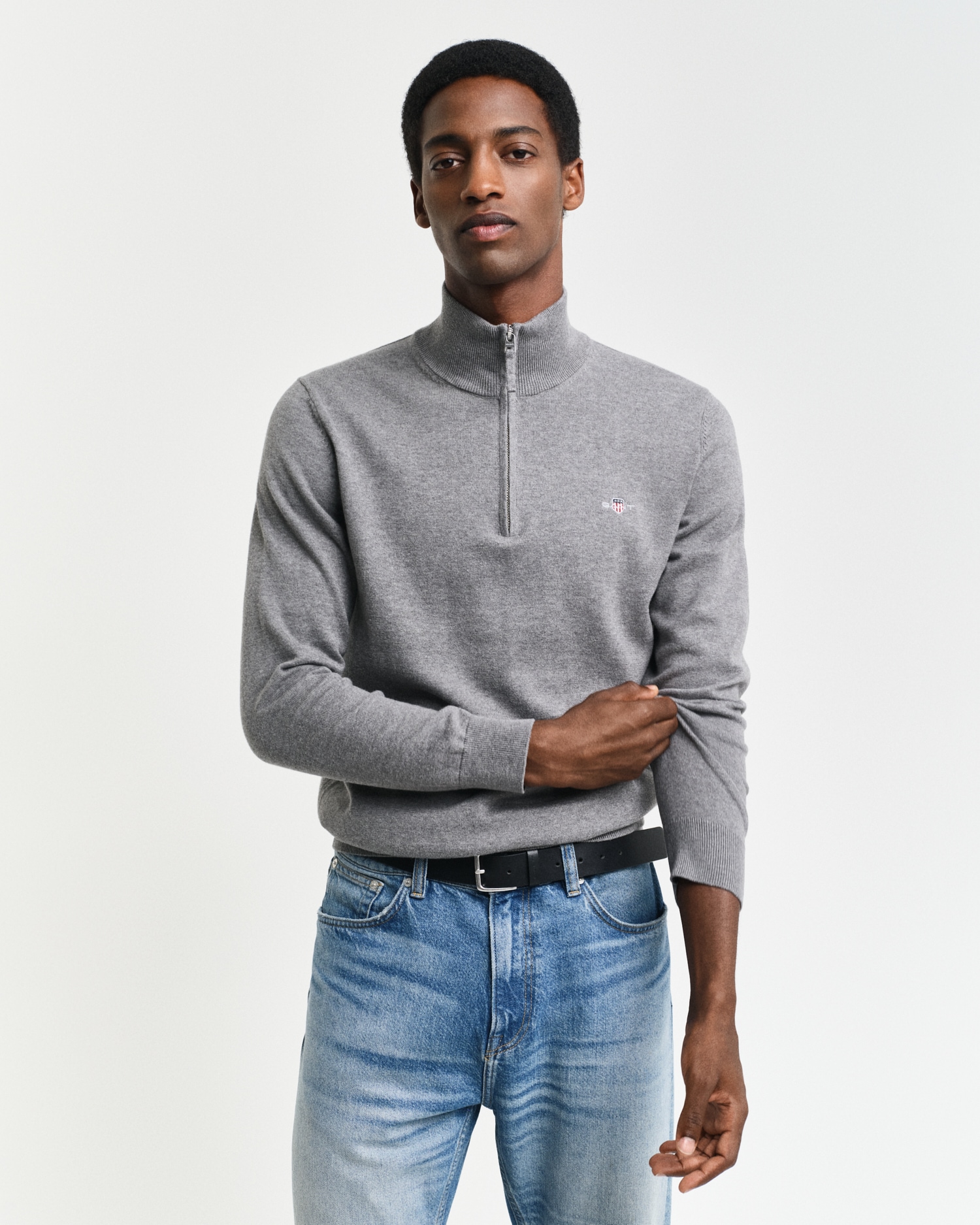 Gant Troyer »CLASSIC COTTON HALF ZIP«, mit gerippten Details