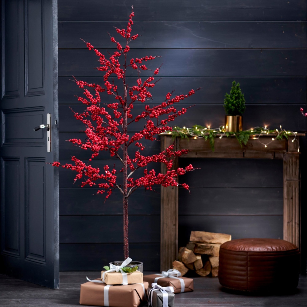 Schneider Winterliche Kunstpflanze »Weihnachtsdeko rot«, bei Beeren online bestellen im roten Zementtopf Zweig OTTO mit Dekorativer