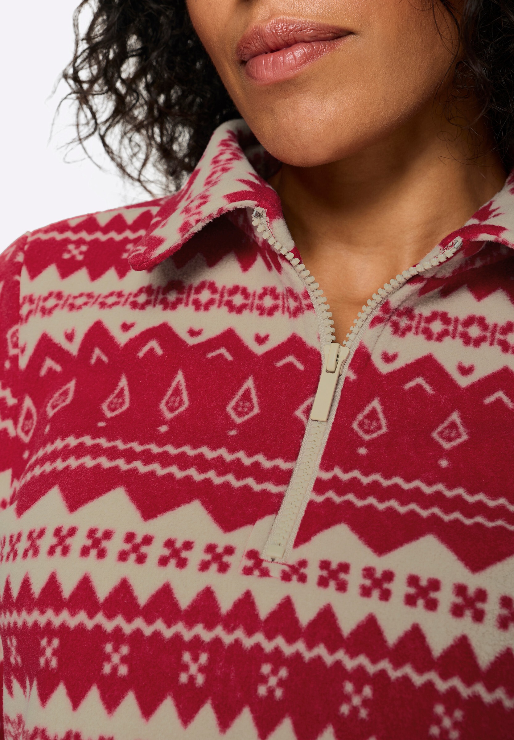Sieh an! Fleeceshirt »Fleece-Shirt Fleeceshirt mit Streifen-Muster«