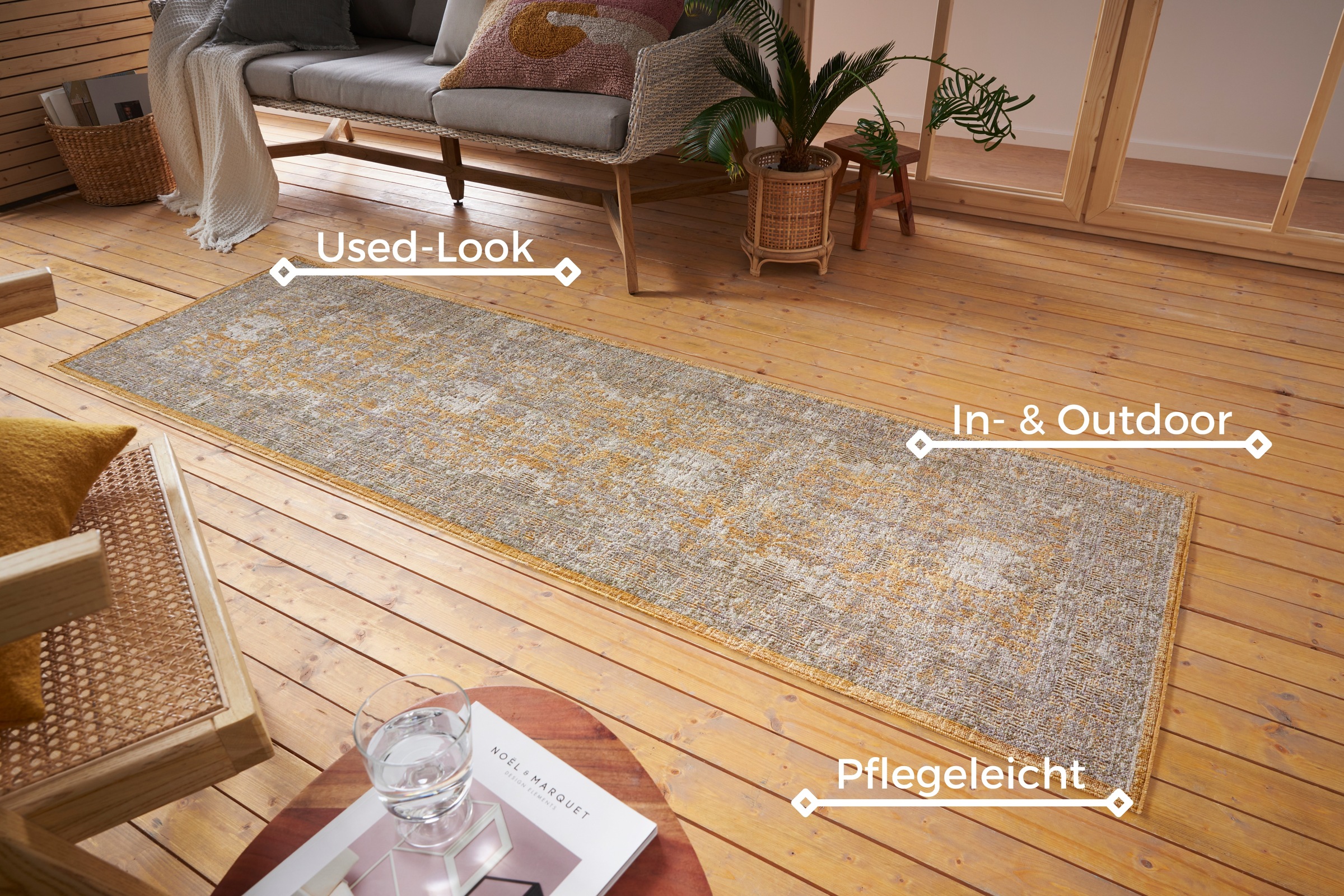 NORTHRUGS Teppich »Luxor«, rechteckig, 3 mm Höhe, In-& Outdoor, Läufer, wetterfest, Balkon, Wohnzimmer, Orient