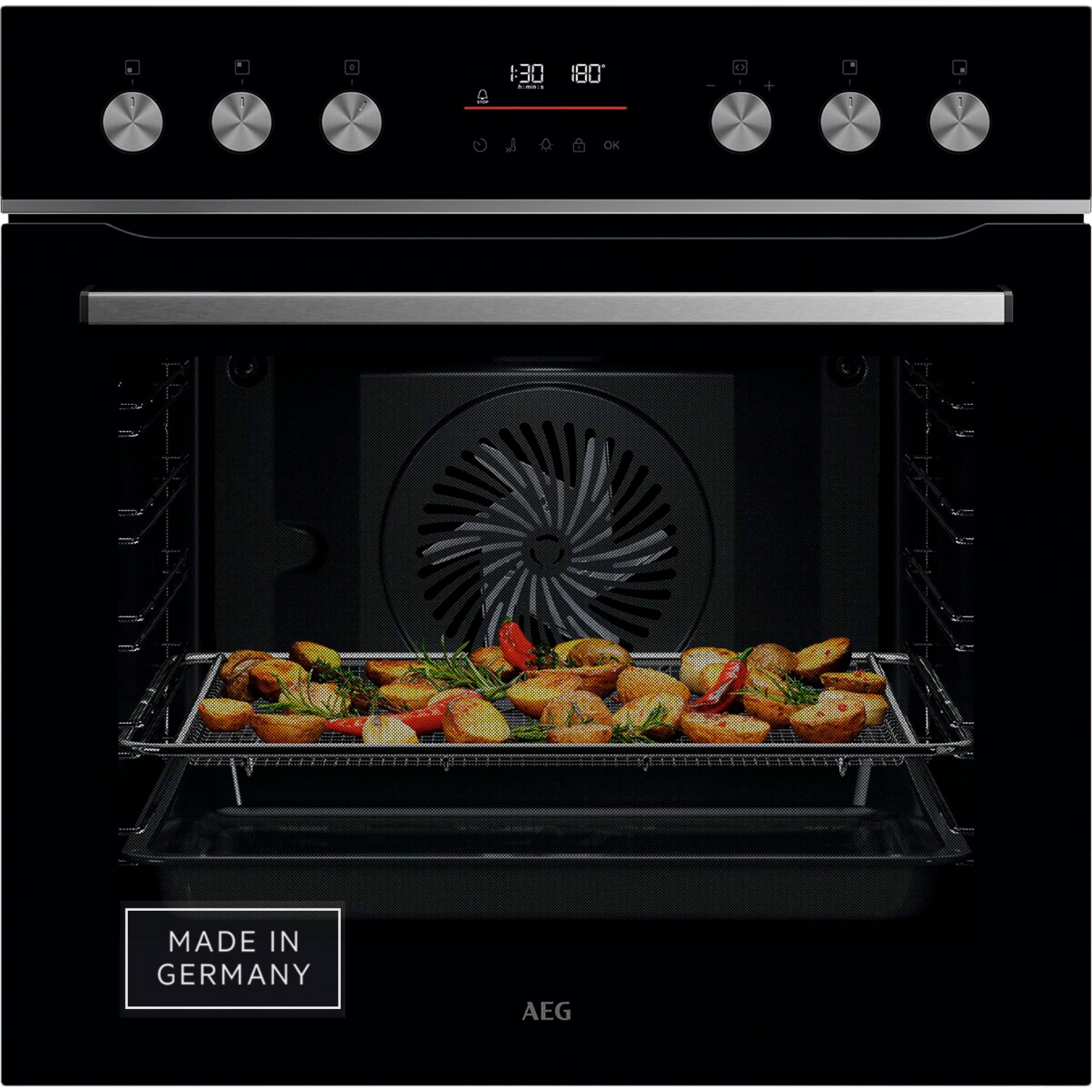 AEG Elektro-Herd-Set Serie 5000 »HH24HSPI«, Pyrolyse-Selbstreinigung, AirFry, Pyrolyse, LED-Touch, 4 flexible Kochzonen, Made in Germany