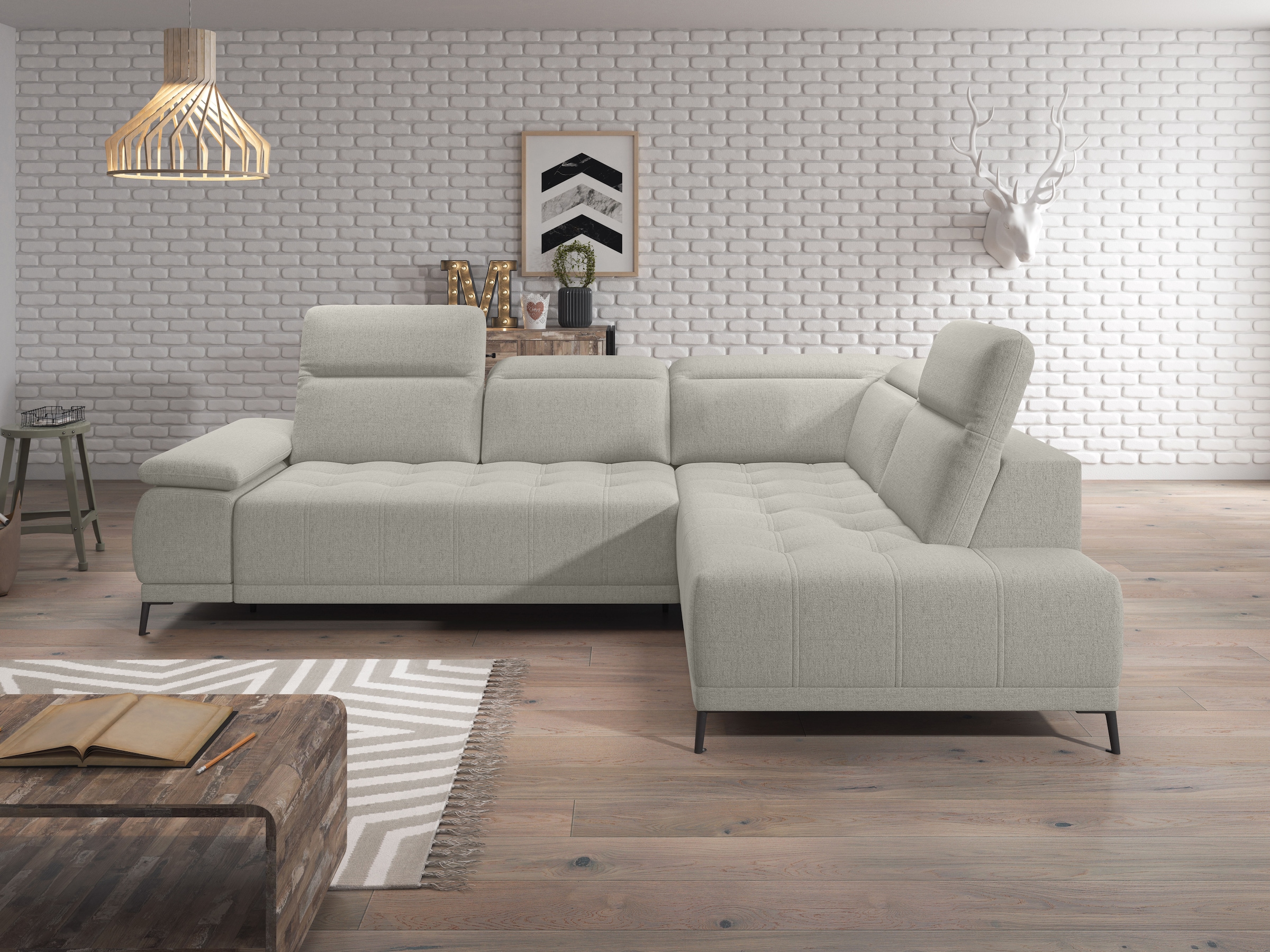 WERK2 Ecksofa »Focus-L 204 cm breit inkl. Komfortfunktionen, bodenfrei« Luxus-Microfaser, L-Form, elektrische Sitztiefenverstellung