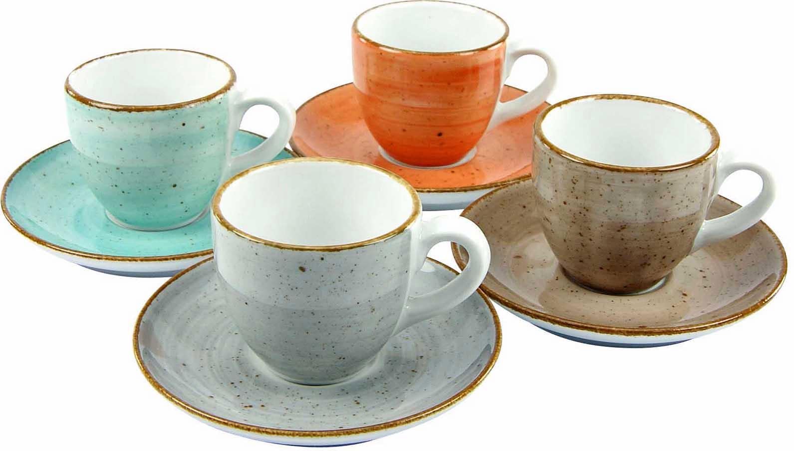 Espressotasse »Kaffeetasse VINTAGE NATURE«, (Set, 8 tlg.), Tassen Set, 4 Tassen, 4...