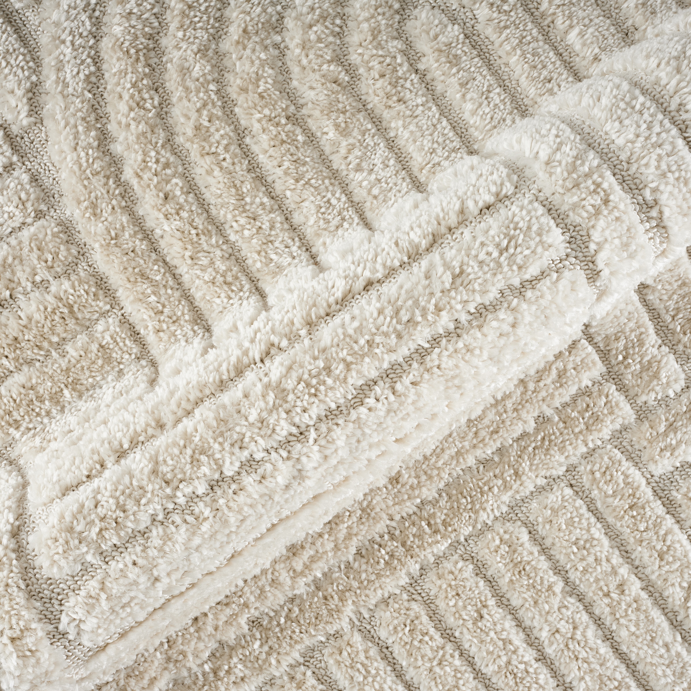 OTTO home Teppich »Jonne, Boho-Design, Scandi, Designteppich« rund 20 mm Höhe Hoch-Tief, 3D Optik, skandinavischer Stil, Wohnzimmer, Schlafzimmer