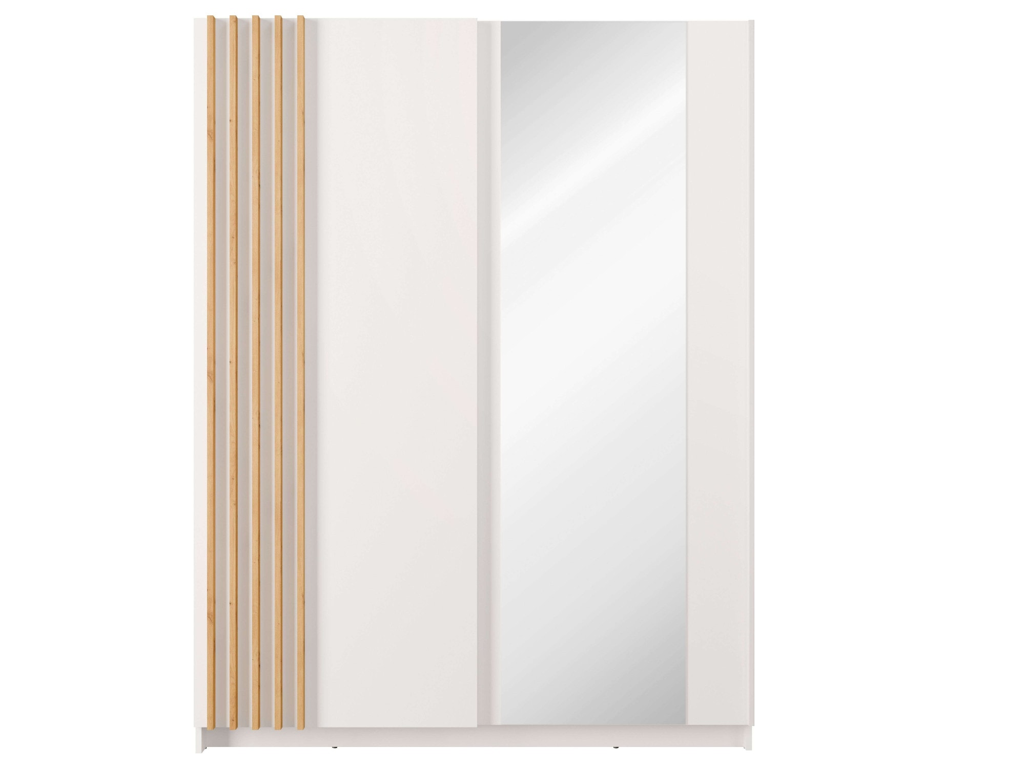 INOSIGN Kleiderschrank »Kleiderschrank Charisy mit Spiegel, 4 Einlegeböden und Kleiderstange«, Garderobe mit 2 Schwebetüren und Lamellen, B/H/T 150/198,5/62 cm
