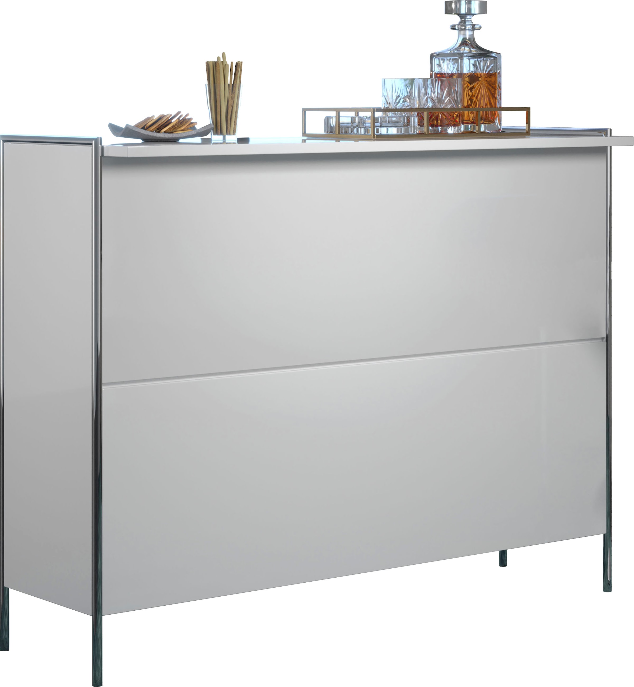 Places of Style Tresentisch »Imperia«, Mobile Bar mit Chromrahmen, viel Stauraum - (B/T/H) 140/48/109 cm