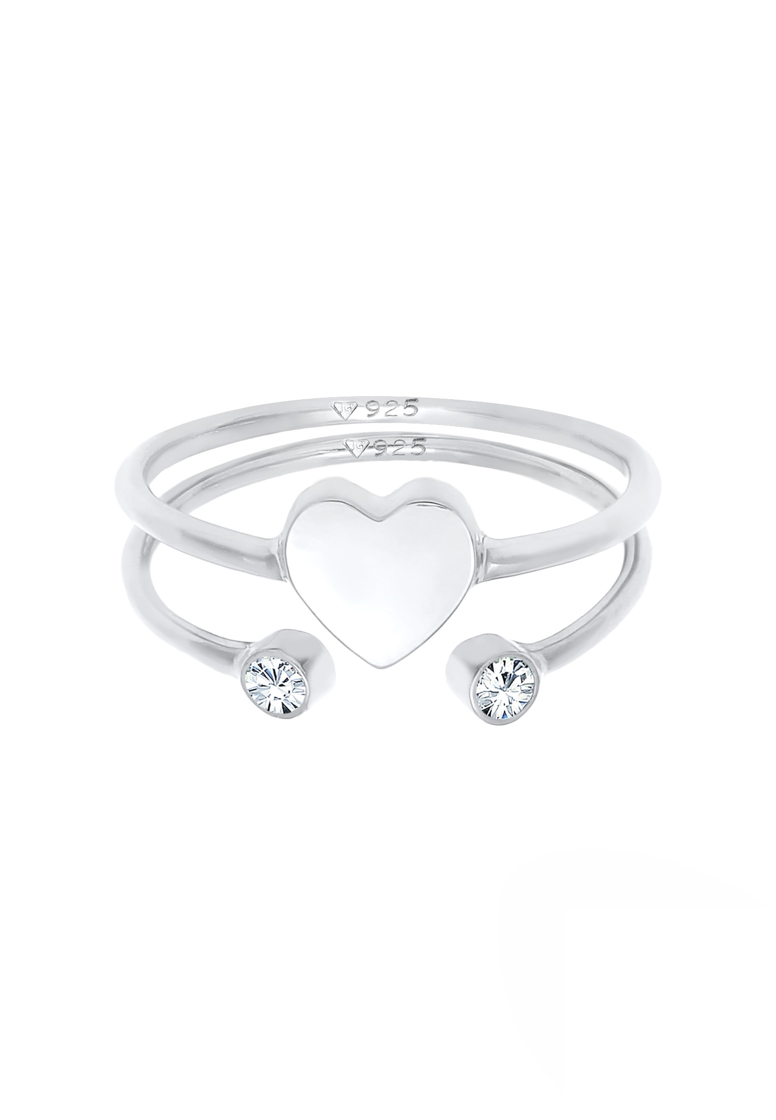 Elli Ring-Set »Ring Herz Liebe (2 tlg) 925 Silber, mit Kristallen von Swarovski®«