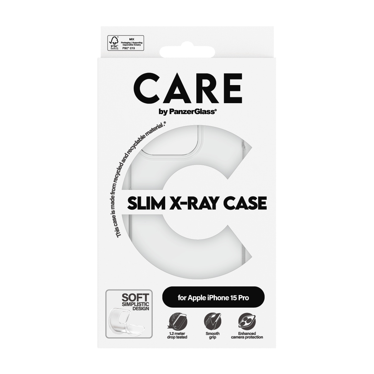 CARE by PanzerGlass Handyhülle »Slim X-Ray Case für Apple iPhone 15 Pro Fashion X-Ray Soft« Smartphones Backcover, Schutzhülle, Handyschutzhülle, Case, Schutzcase, stoßfest