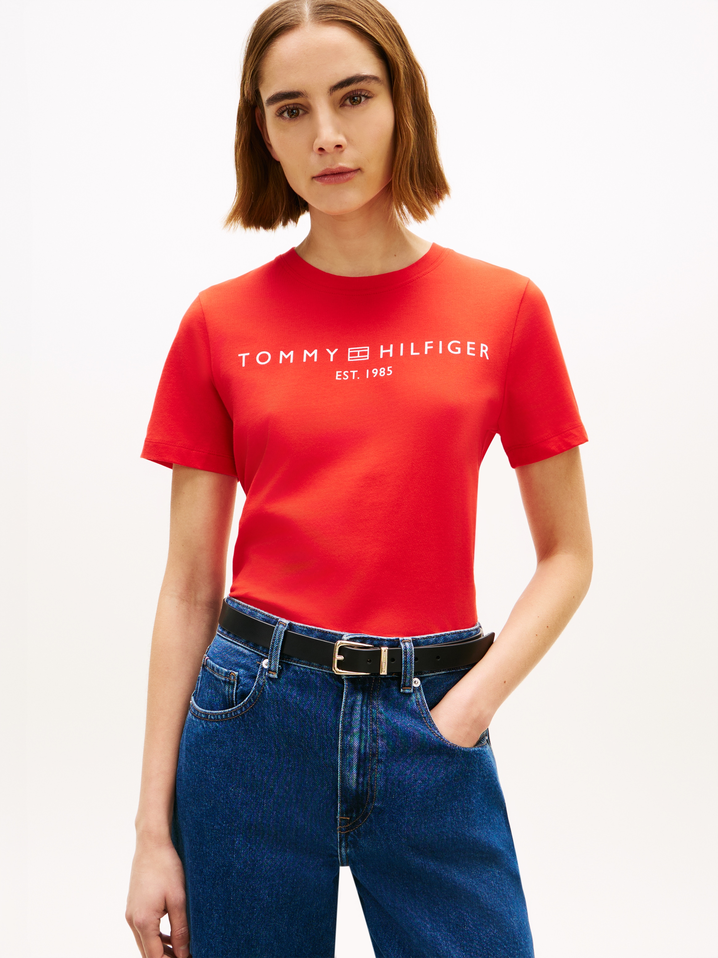 Tommy Hilfiger Kurzarmshirt »REG CORP LOGO C-NK SS« Baumwolle