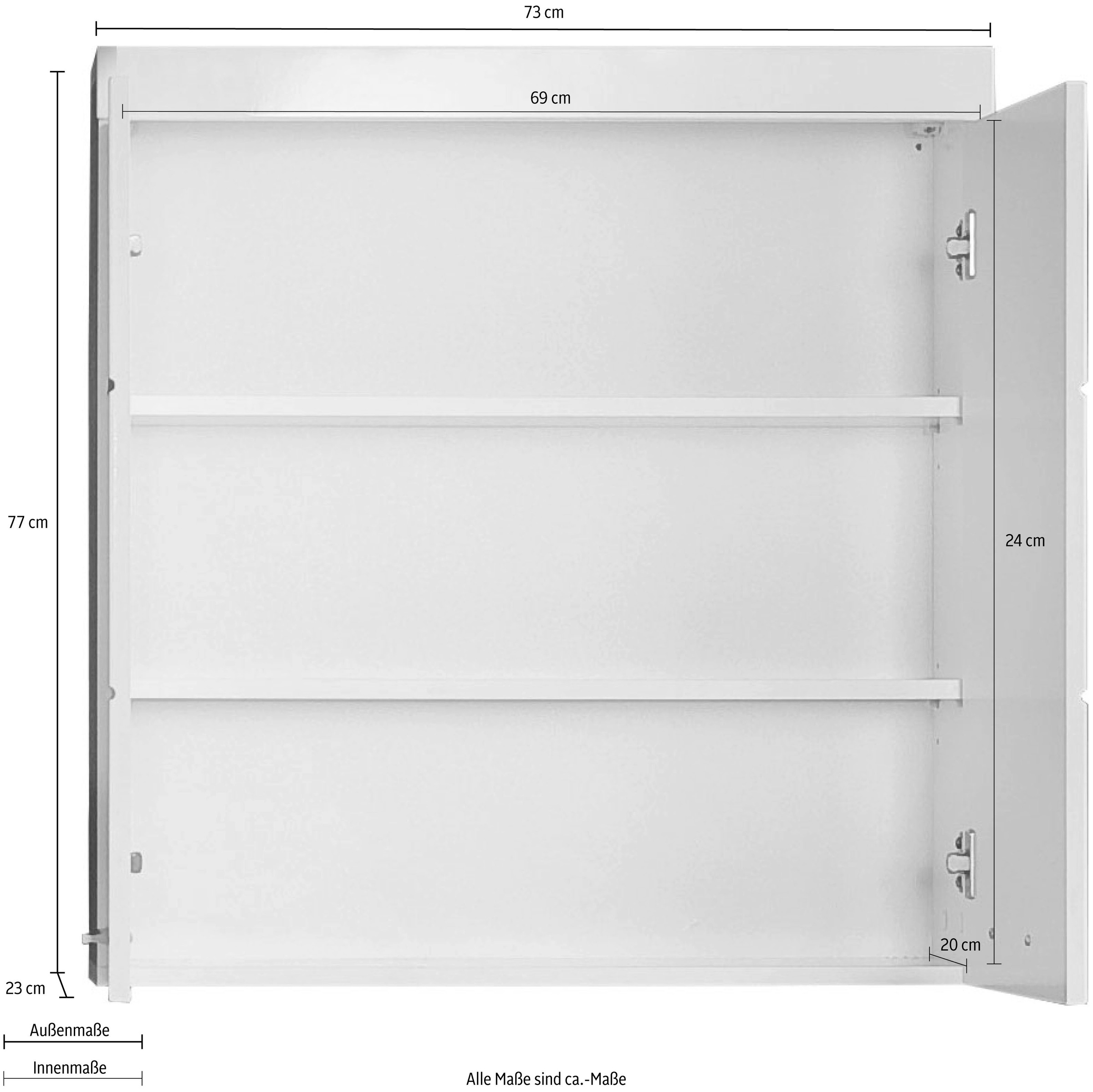 welltime Hängeschrank »Avena« Badschrank breit mit verstellbaren Böden - Maße (B/T/H) 73/23/77 cm