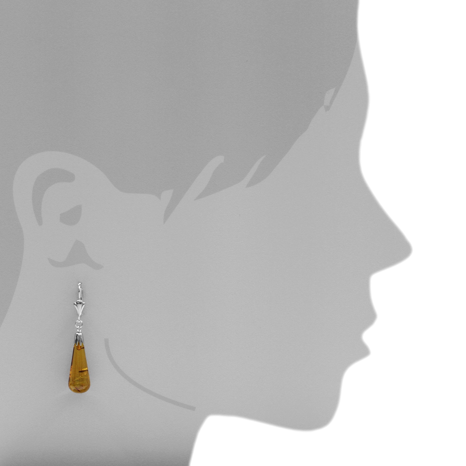 OSTSEE-SCHMUCK Paar Ohrhänger »- Pampel 24 x 9 mm - Silber 925/000 - Bernstein«